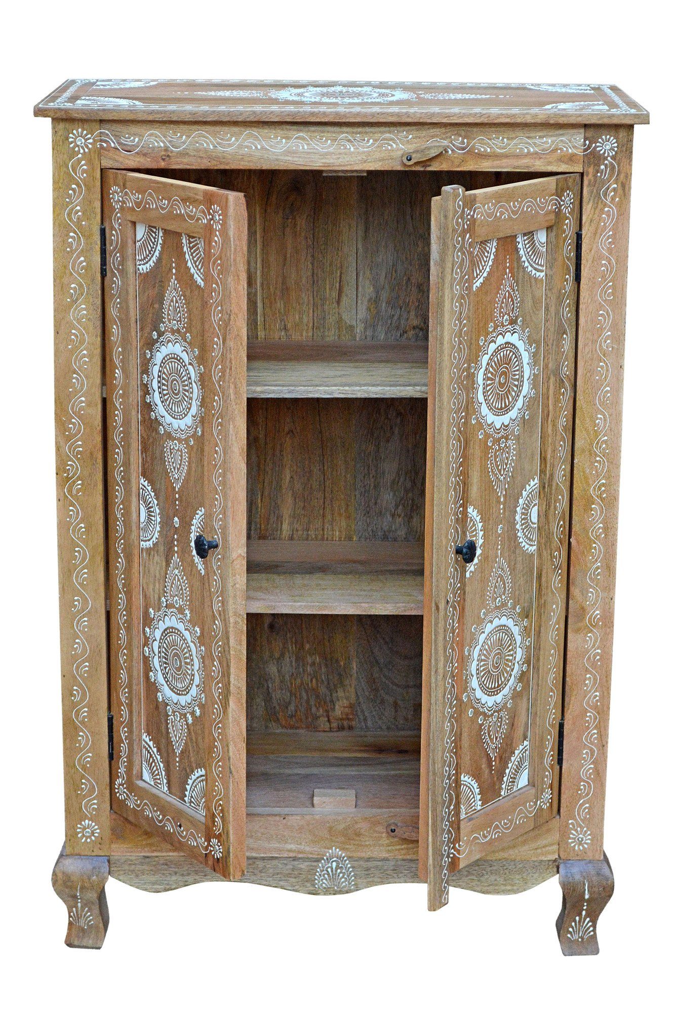 Home affaire Highboard Gullaba, Kommode, Hand bemalt, Breite/Höhe 80/120 cm