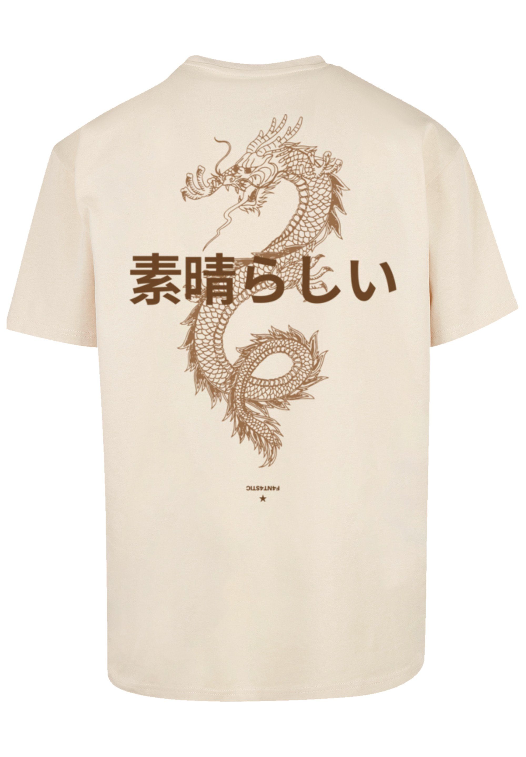F4NT4STIC T-Shirt PLUS SIZE Dragon Drache Japan Print sand