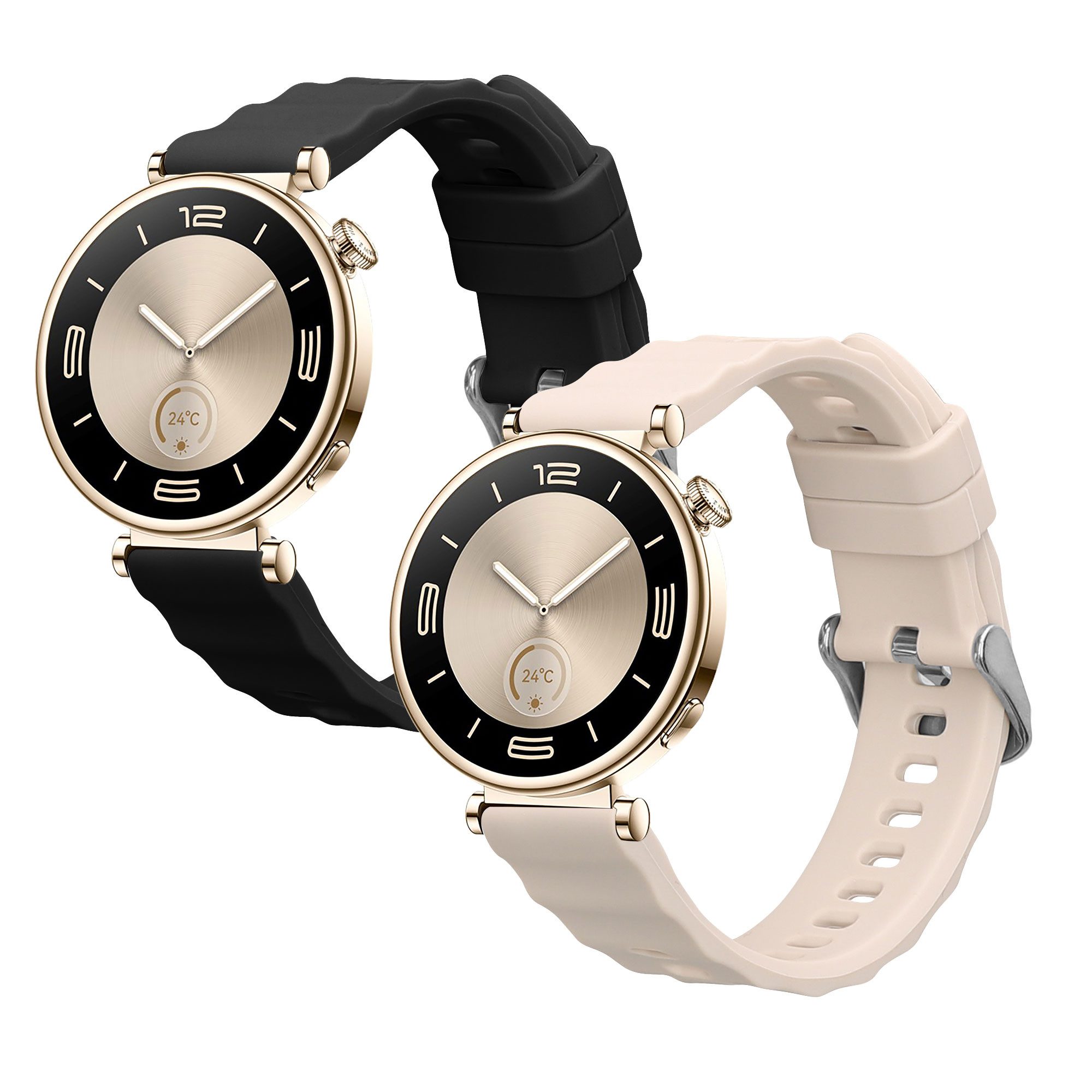kwmobile Smartwatch-Armband 2x Uhrenarmband für Huawei Watch GT6 41mm / GT5 Pro 42mm / GT5 41mm, Fitnesstracker Band Set aus TPU Silikon - Ersatzarmband Smartwatch