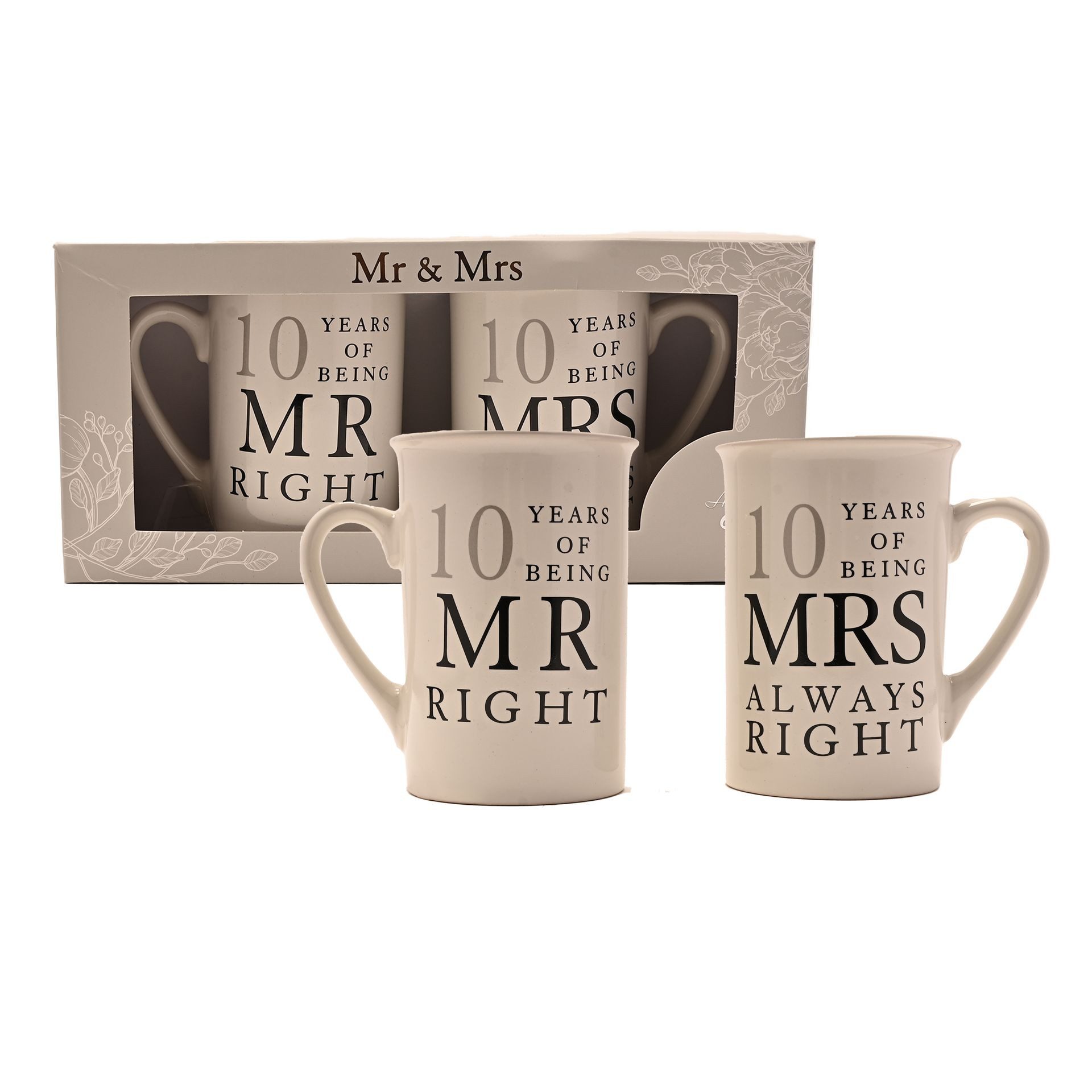 Widdop & Co Tasse Amore Geschenkset 10 Jahre Hochzeitstag Tassenset, Steingut