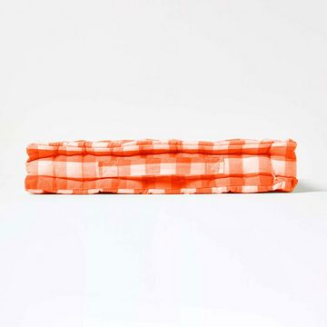 Homescapes Bodenkissen Orange kariertes Sitzkissen 40 x 40 cm