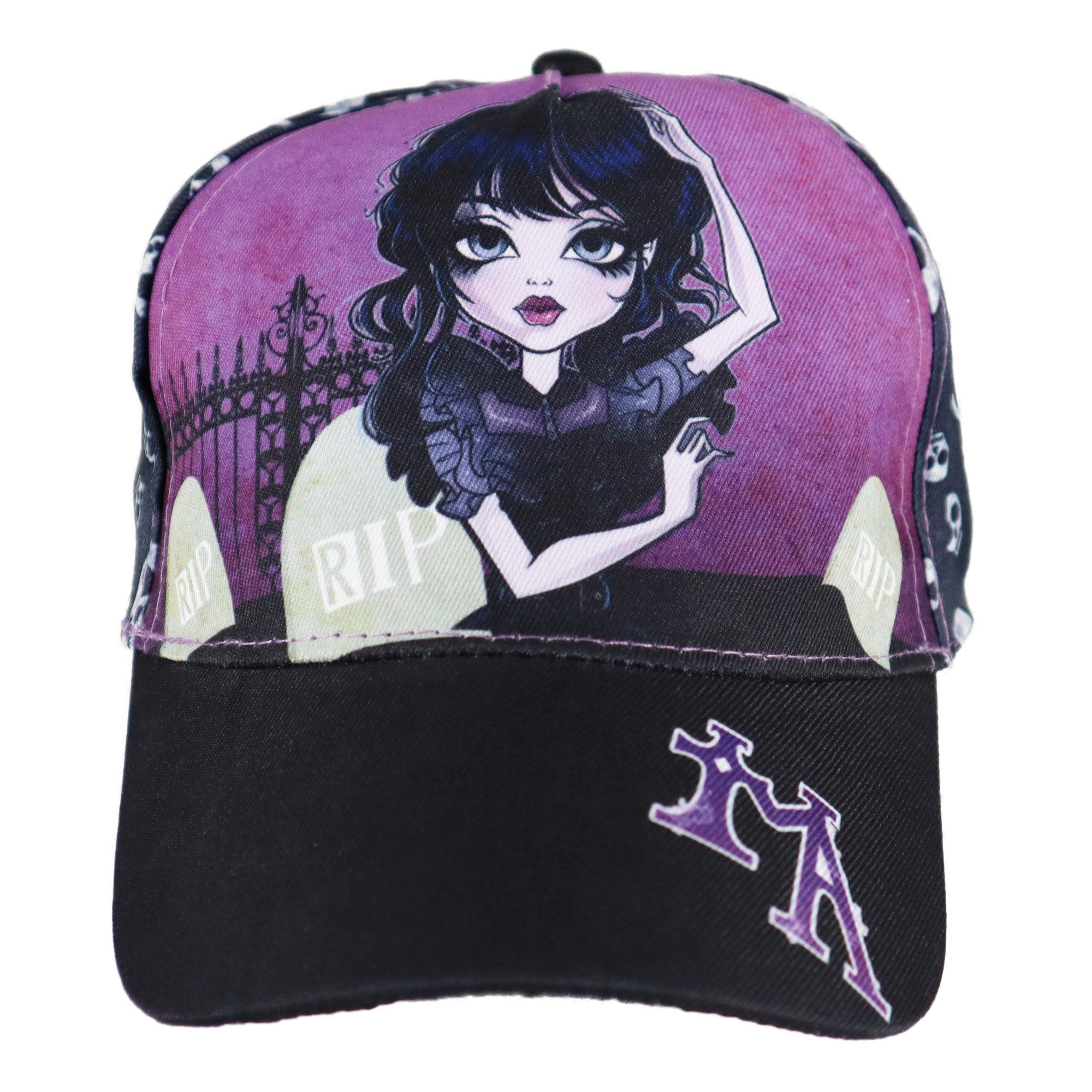 Wednesday Baseball Cap Wednesday Adams Mädchen Kinder Basecap Baseball Kappe allover Print Gr. 53 bis 55