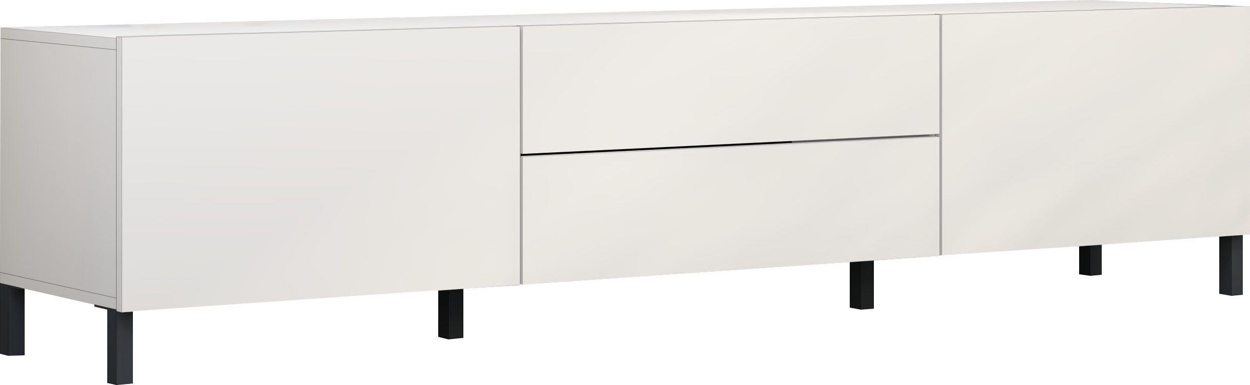 borchardt Möbel Lowboard Sophia, TV-Schrank mit Metallfüßen, Breite 200 cm, 2 Klappen, 2 Schubkästen auf Metallauszügen