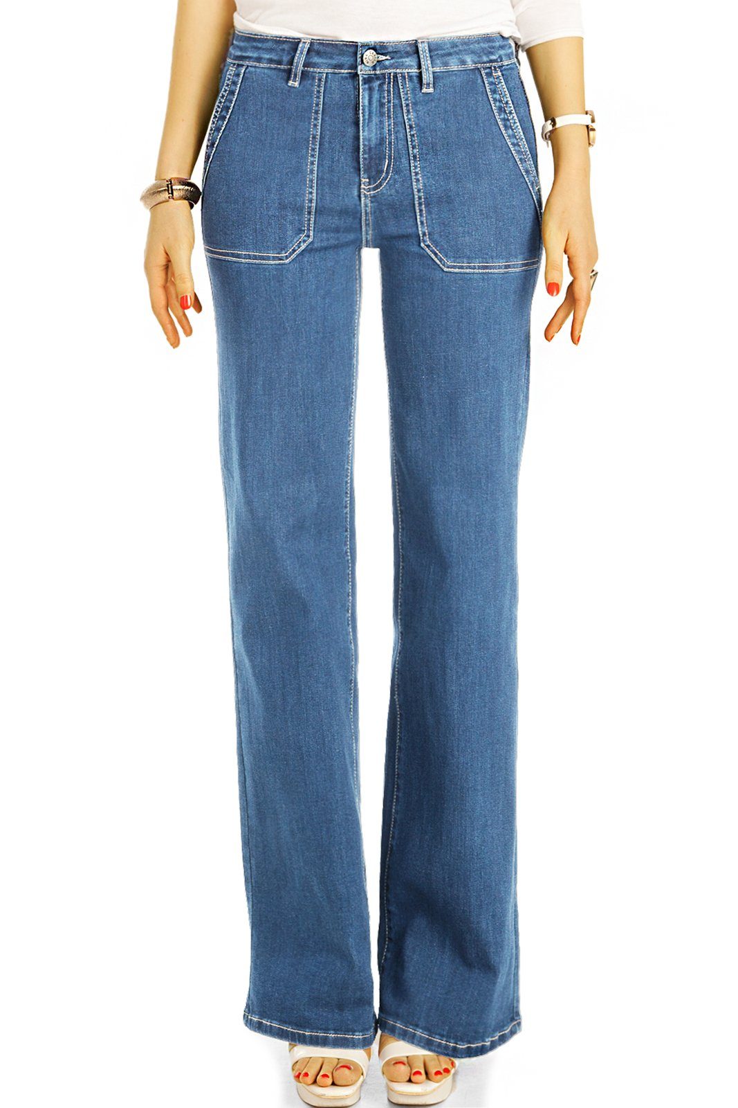 waist mit Hosen be Stretch-Anteil, Passform 5-Pocket-Style straight Jeans, j31k - Bootcut-Jeans Damen Bootcut - hellblau styled medium