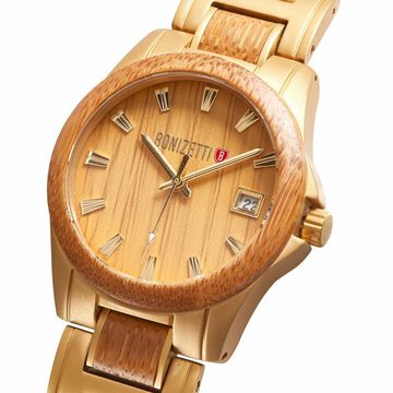 Bonizetti Chronograph, (Damenuhr ZUGSPITZE Holz-Uhr -, 1-tlg), Armbanduhr, Holzarmband, Bambus, Naturmaterialien, Materialmix, Analog