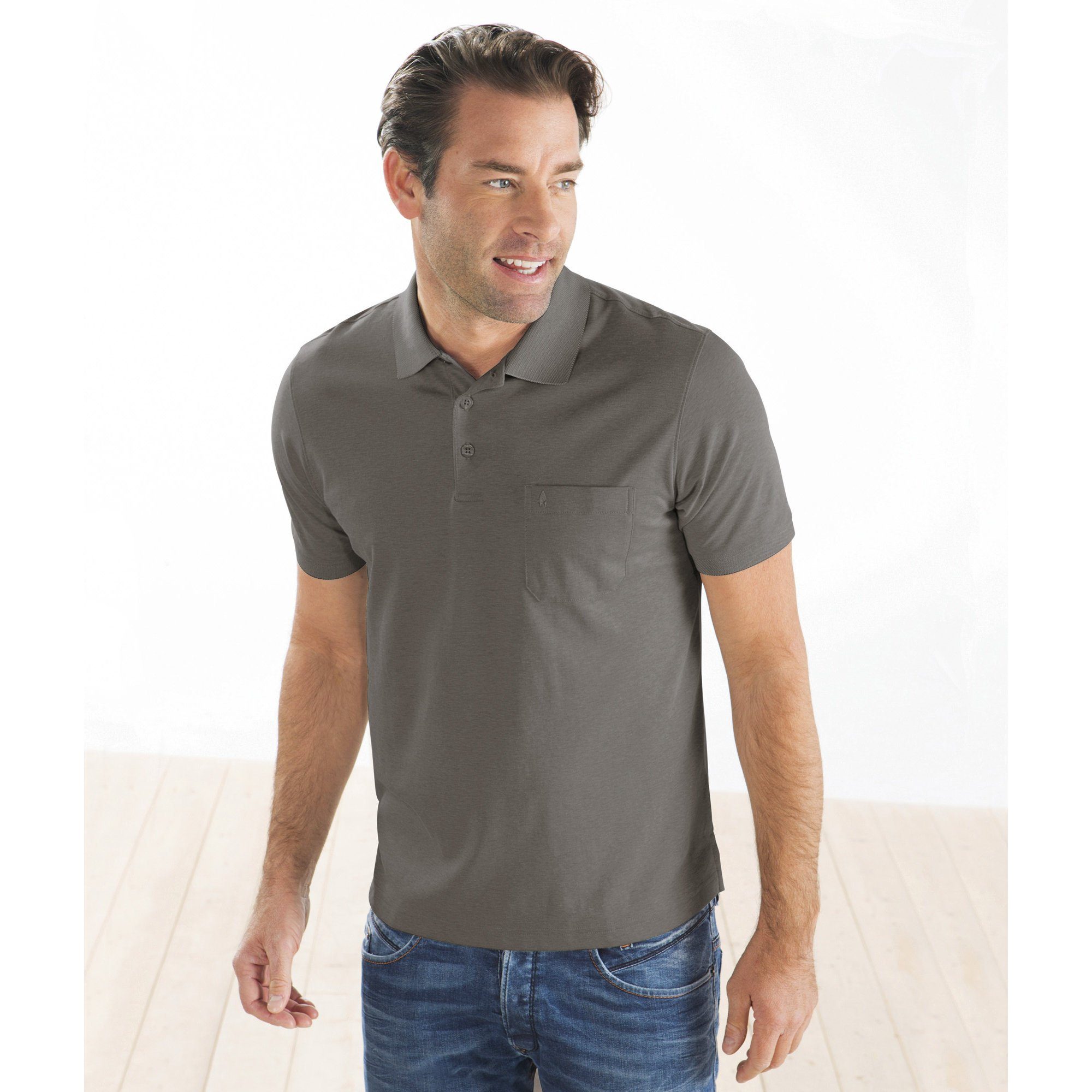 Uni taupe Herren-Poloshirt RAGMAN Sweatshirt