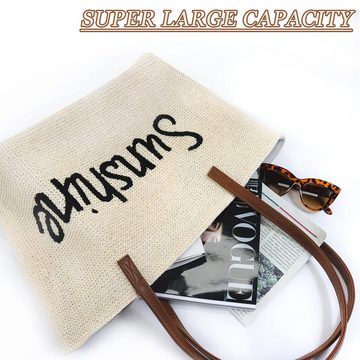 AquaBreeze XL-Strandtasche Große Damen Stroh Strandtasche (1-tlg., Mit Reißverschluss Lässige Meer Tasche), Umhängetasche Sommer