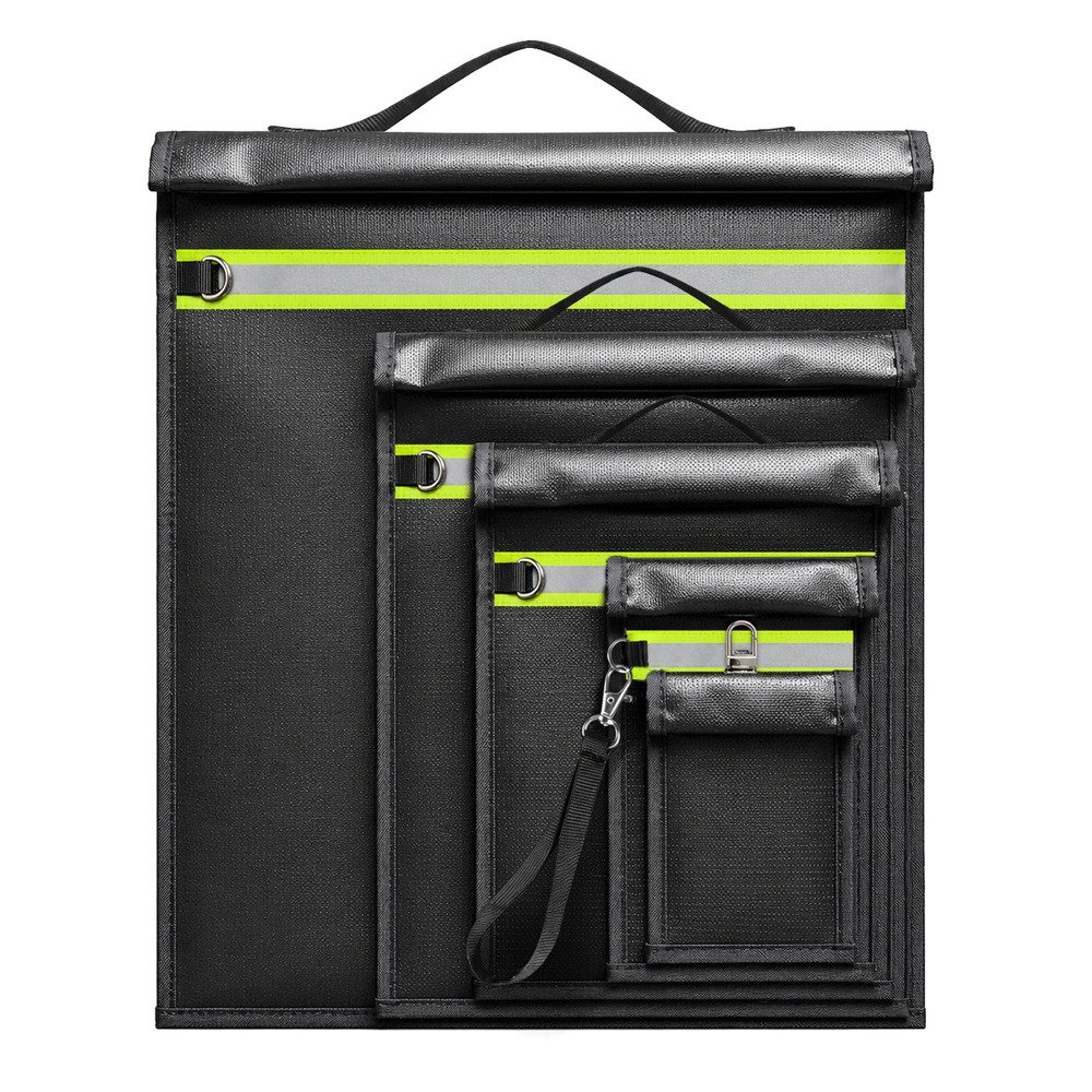 Hurtel Aufbewahrungstasche Abschirmtasche Schutzhülle Dokumentenbeutel (Spar-Set, 5-tlg., 50 x 38, 3 cm feuerfest), RFID-Abschirmung, feuerfest, 5 Größen, Reflektor