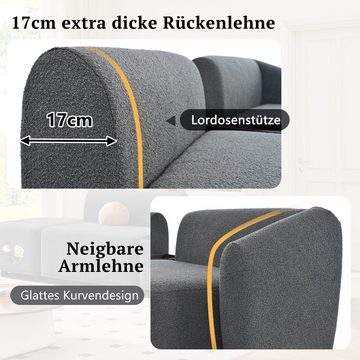 Merax Ecksofa mit abnehmbaren Ottomane, modulare Couch mit Teddyplüsch, Sofagarnitur mit Stauraum und Ablage