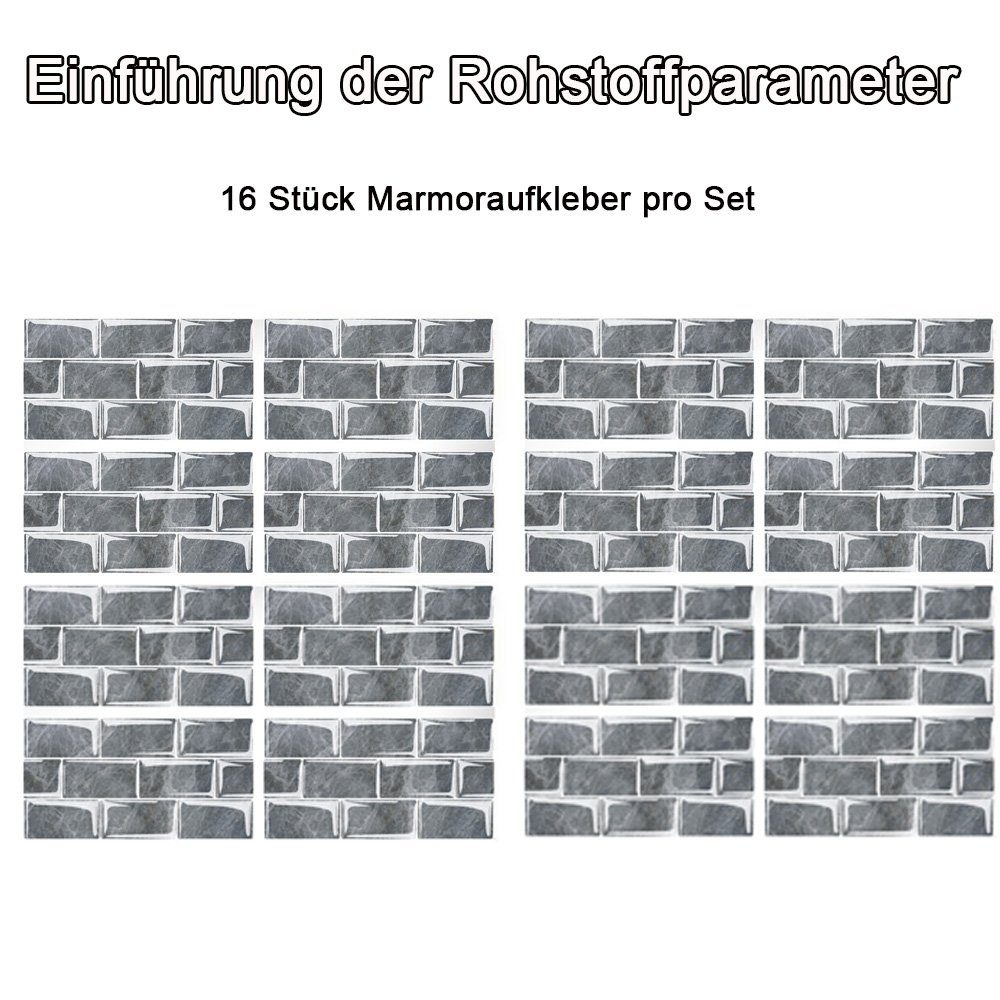 zggzerg Fliesenaufkleber 16/32 Stk Küchen Fliesenaufkleber, günstig online kaufen