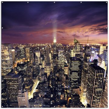 Wallario Sichtschutzzaunmatten New York bei Nacht - Panoramablick über die Stadt