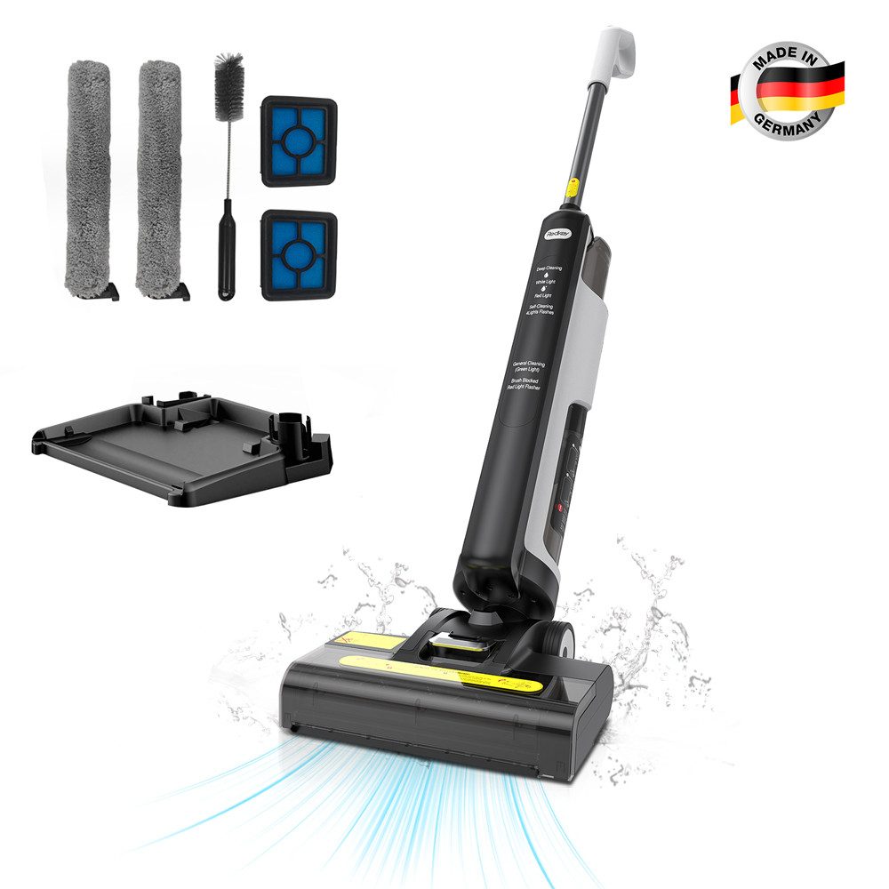 Redkey Nass-Trocken-Akkusauger 2025 Nass-Trockensauger 180° Flach 13 cm FlashDry Selbstreinigung, 150,00 W, Nass-Trocken-Sauger mit Selbstreinigung, Kein Haargewirr LED, 45 min Reichweite