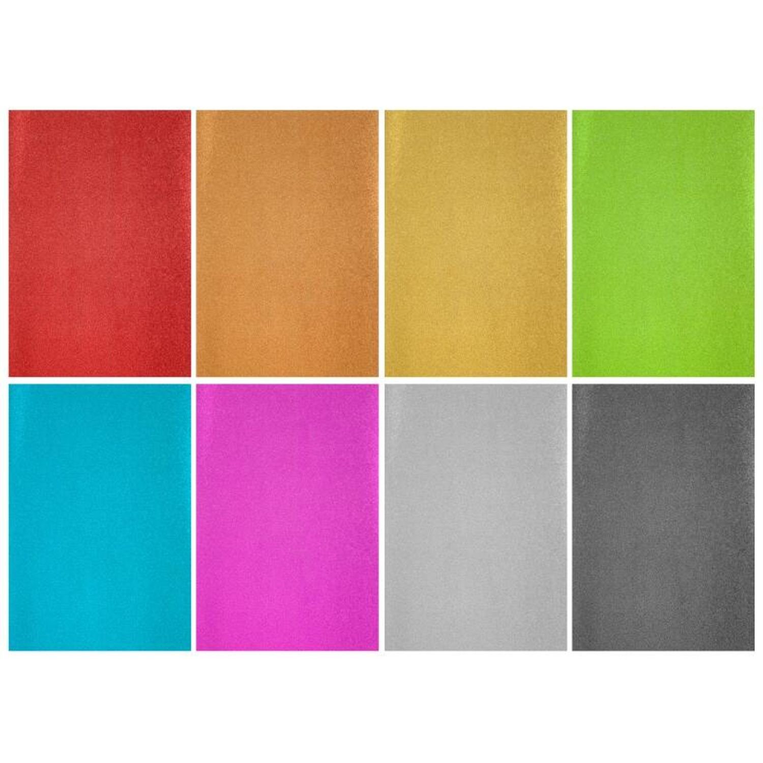 Craft Sensations Briefpapier 12x Glitterpapier 8er Blatt DIN A4 Glitzer Basteln Schule Kinder Karto