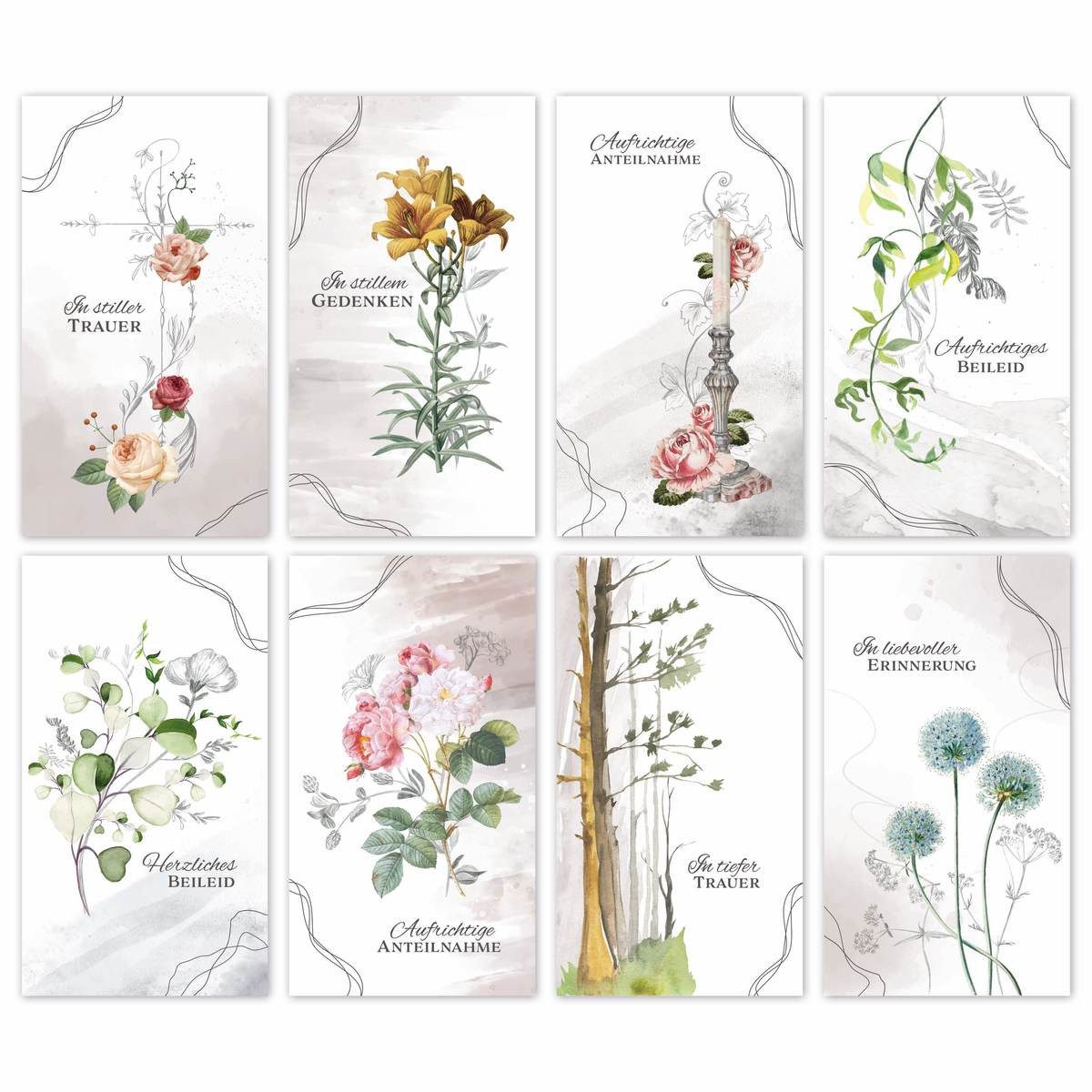 Skorpion Beileidskarte Trauerkarten 100 Stück 8 Motive