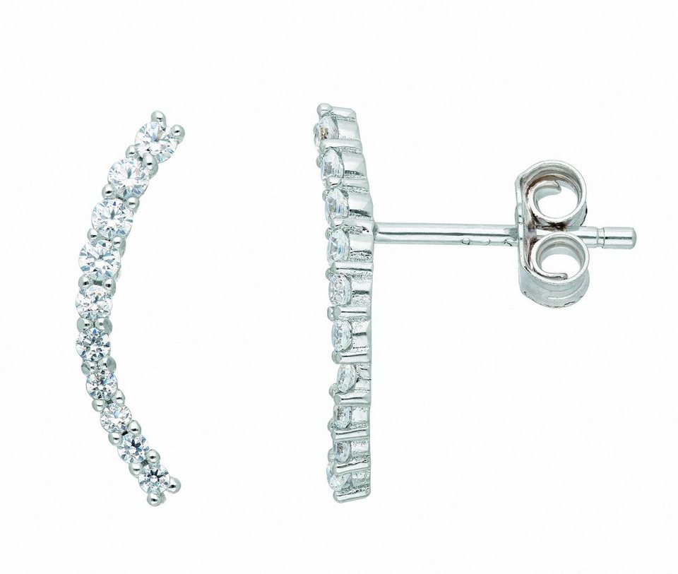 Adelia´s Paar Ohrhänger 1 Paar 925 Silber Ohrringe / Ohrstecker mit  Zirkonia, mit Zirkonia Silberschmuck für Damen, Maße - Breite 1,3 mm - Höhe  15,6 mm