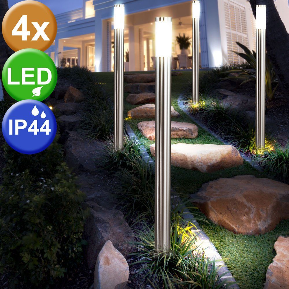 etc-shop LED Außen-Stehlampe, 4er Set Design Außen Beleuchtungen IP44