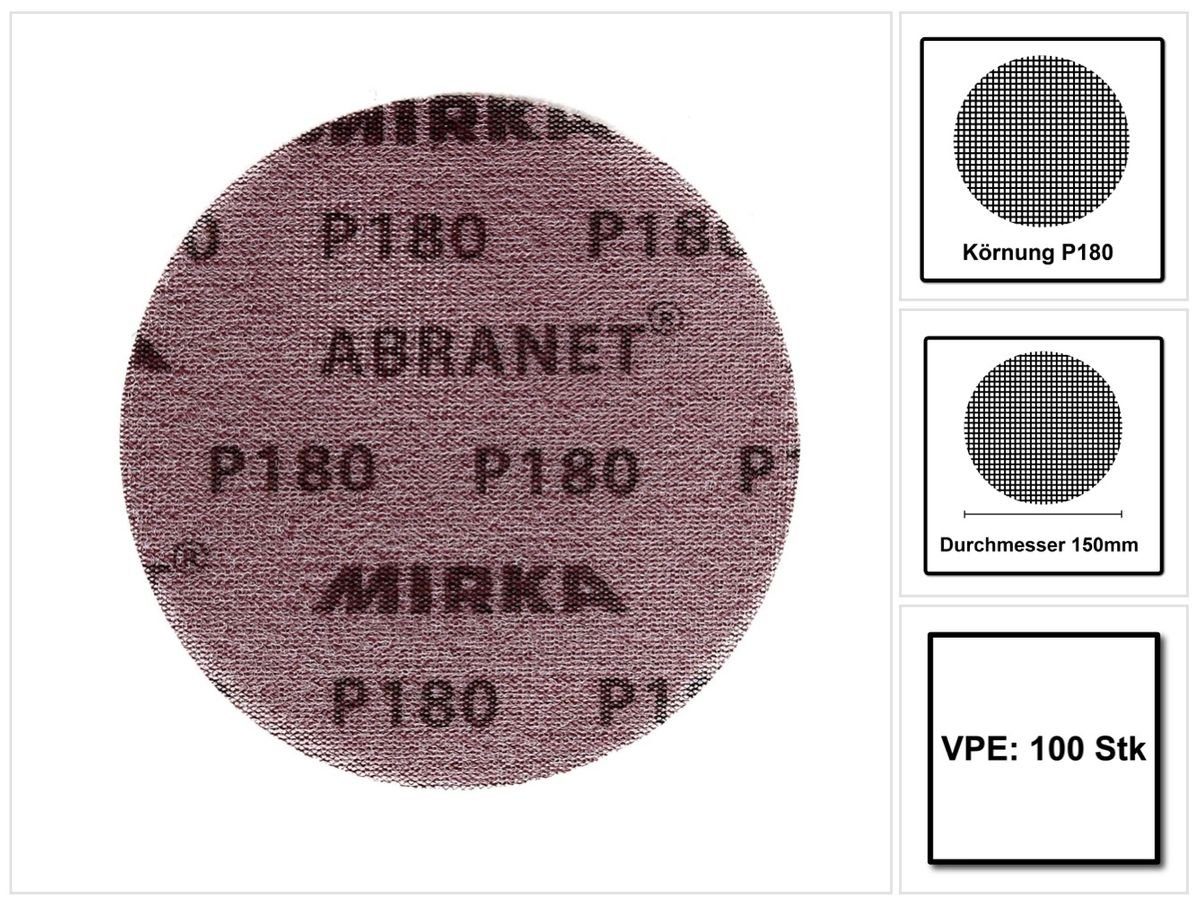 Mirka Schleifscheibe ABRANET Set Schleifscheiben Grip 150mm P180 100 Stk. (2x 5424105018