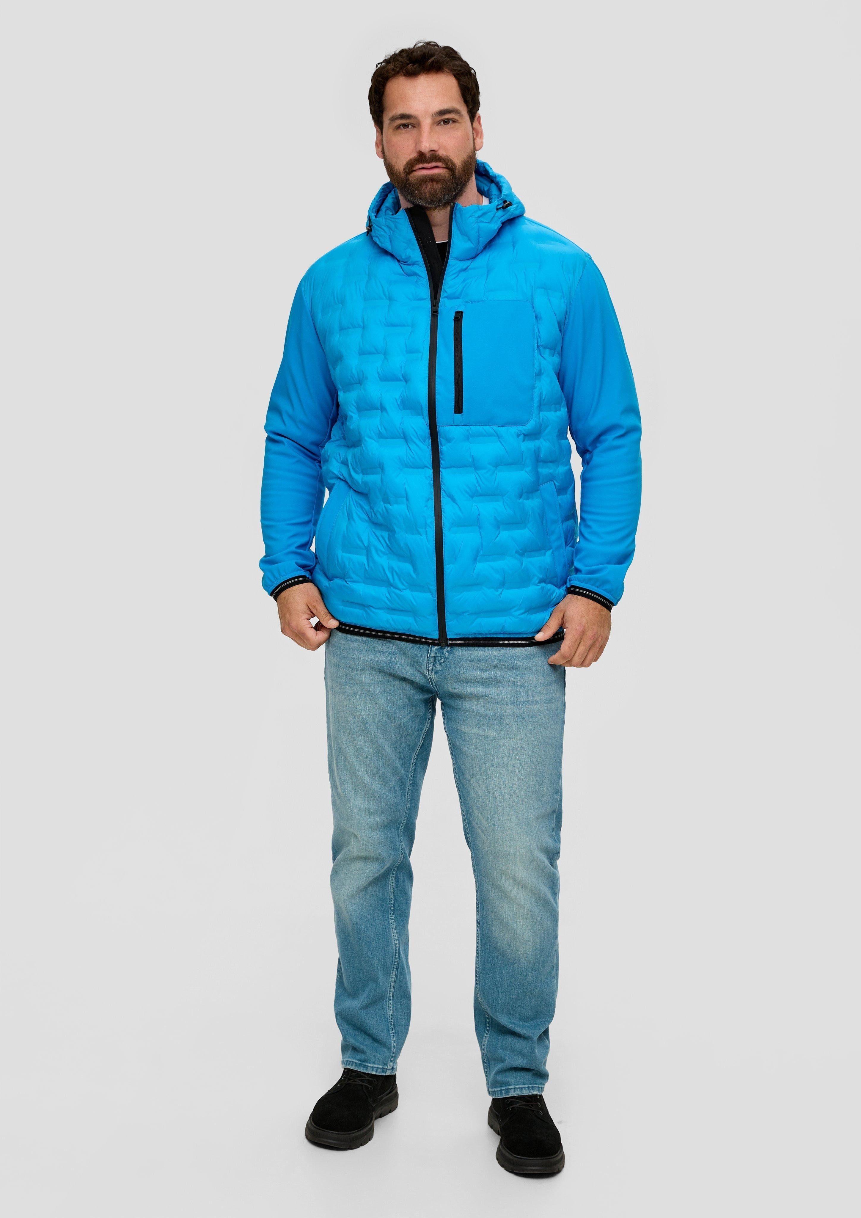 s.Oliver Applikation, Fabricmix Outdoorjacke Durchzugkordel Softshelljacke türkis im