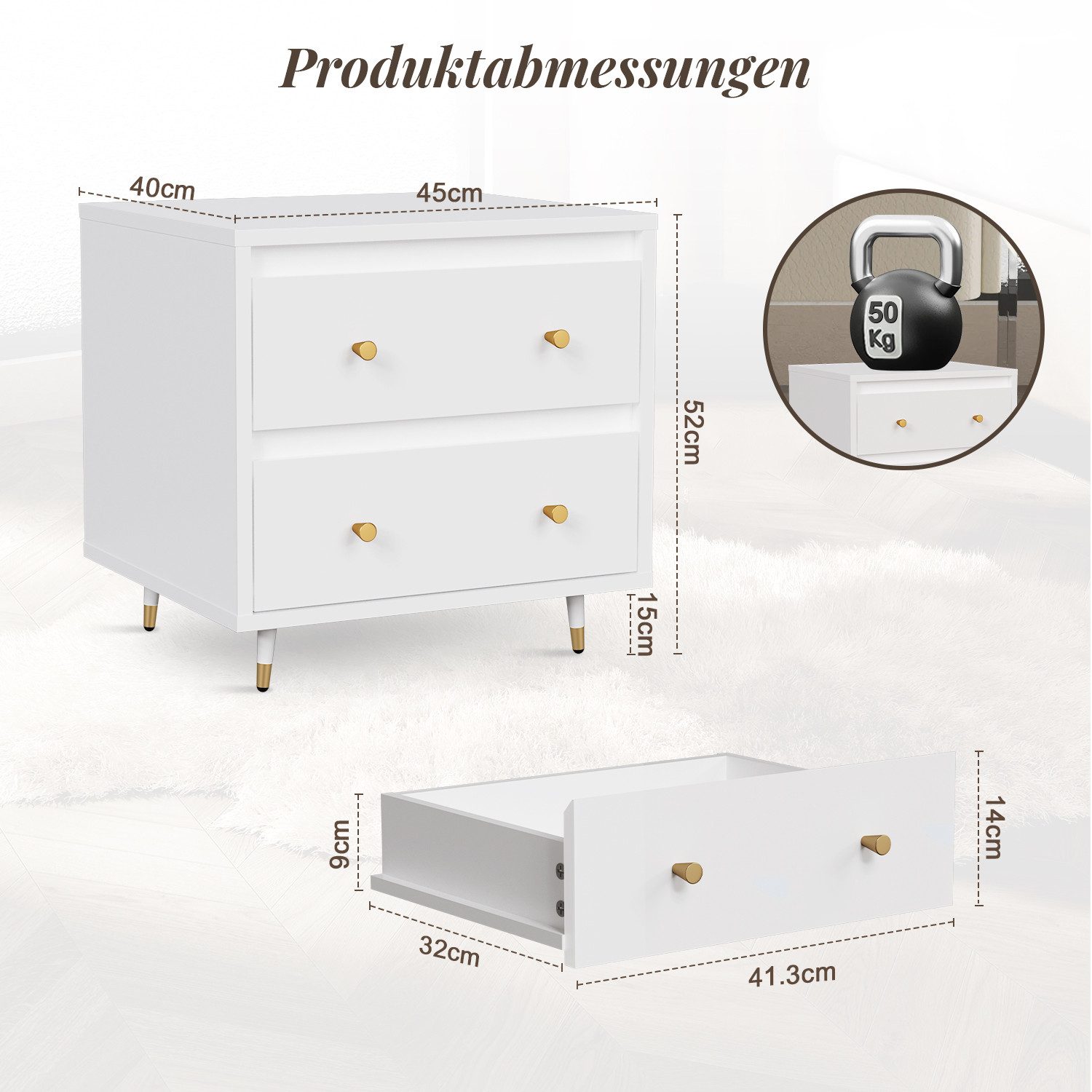 Lexzurn Nachttisch Nachttisch(1-St/2-St), Beistelltisch mit 2 Schubladen (M günstig online kaufen