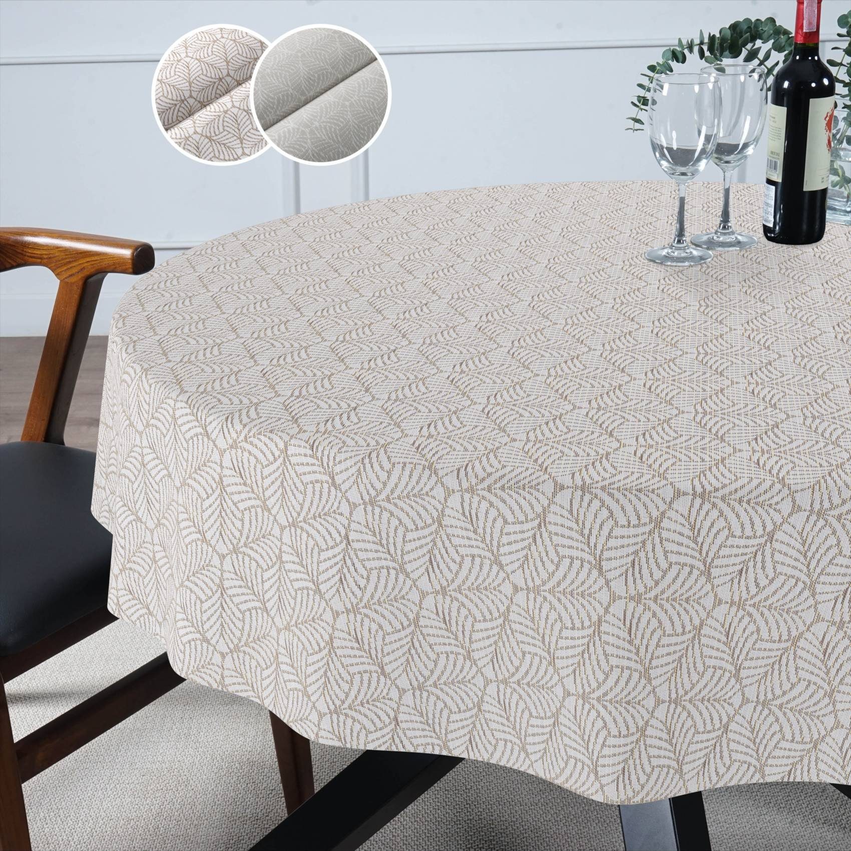 ANRO Tischdecke mit Beschichtung Tischwäsche Ästhetik Motiv Edelmetall Stofftischdecke (Einzelstück 1-tlg), Premium TEFLON und 2-Fache Acryl Beschichtung