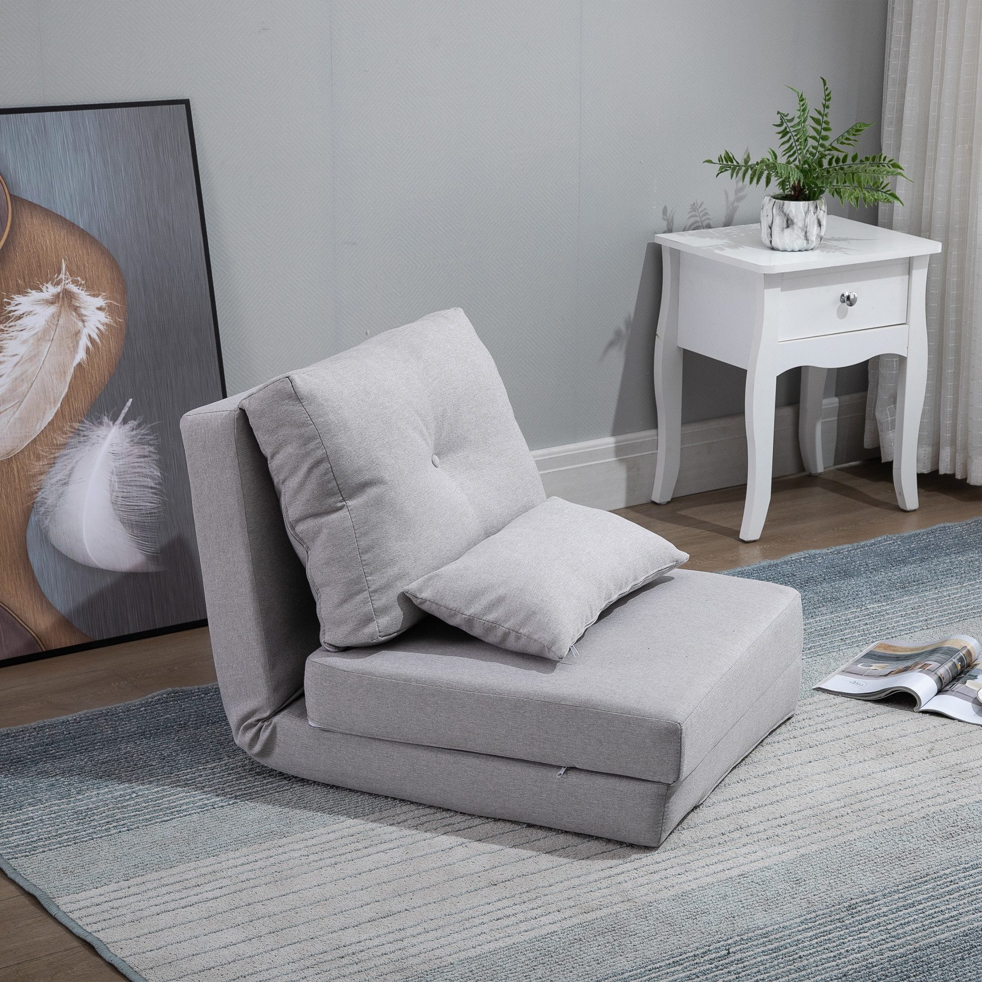HOMCOM Schlafsofa mit verstellbarer Rückenlehne, Zierkissen, Bodensofa 1 Te günstig online kaufen