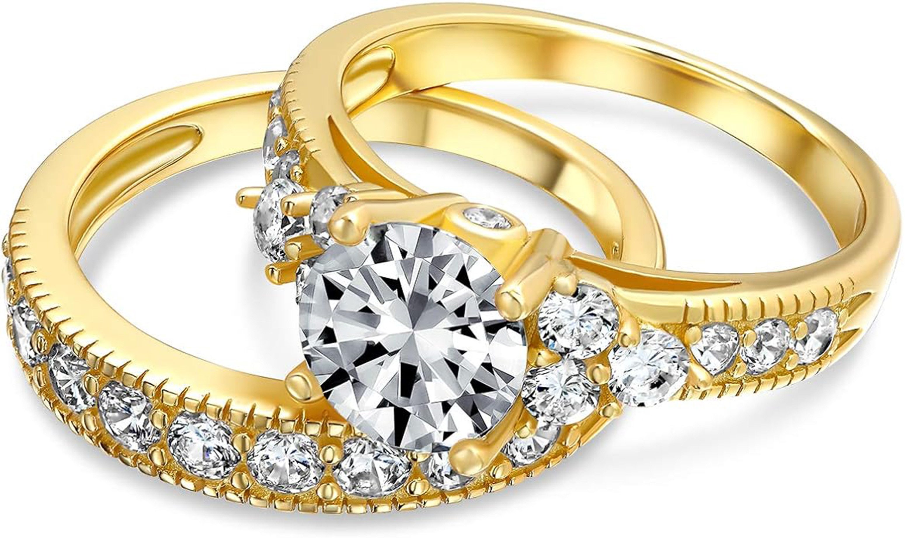 Jumpeak Trauring 585 Gold, 1,2ct Rundschliff, Labor-Diamant, Damen-Eheringset, Abnehmbar – perfektes Weihn-/Geburtstags-/Hochzeitsgeschenk für sie