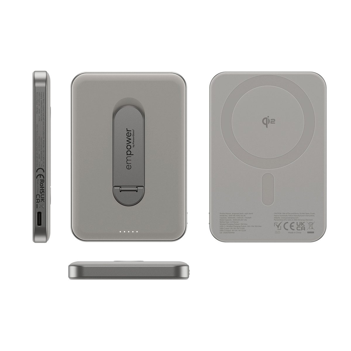 empower by PanzerGlass empower Bank 5000 mAh mit Spin Stand Powerbank empower Bank Spin Stand/5000mAh/Titanium