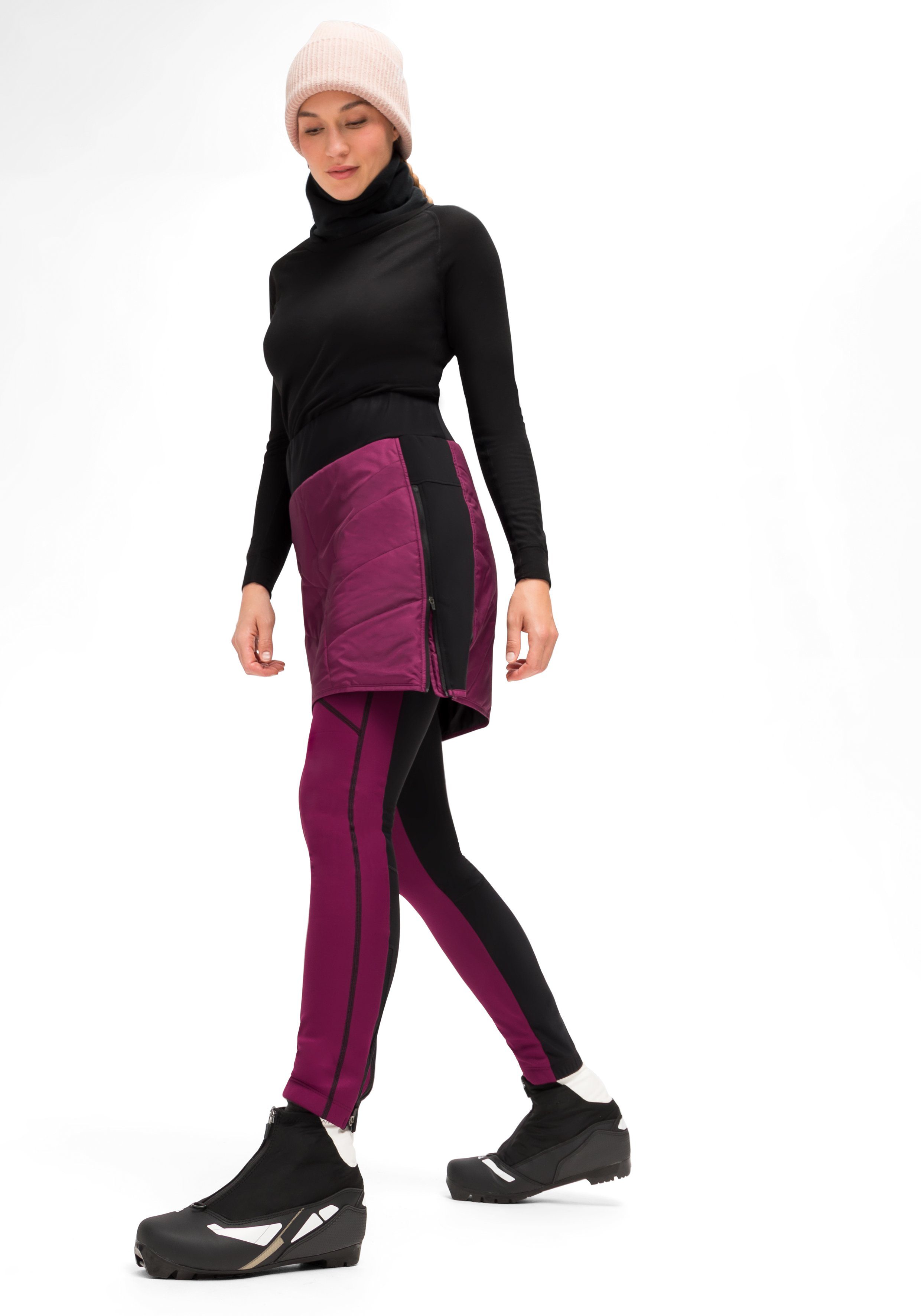 Überrock, magenta und elastischer Sweatrock Damen Maier atmungsaktiv W windabweisend, Sports Skjoma Bund Skirt