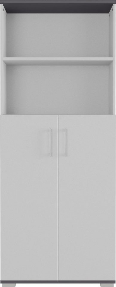 möbelando Aktenschrank 416 (BxHxT: 80x200x40 cm) in grau, anthrazit mit 2  Türen und 4 Einlegeböden, Gefertigt aus Spanplatte | melaminharzbeschichtet  in Farbe grau | anthrazit