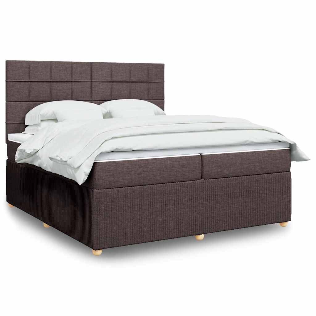 vidaXL Bett Boxspringbett mit Matratze Dunkelbraun 200x200 cm Stoff