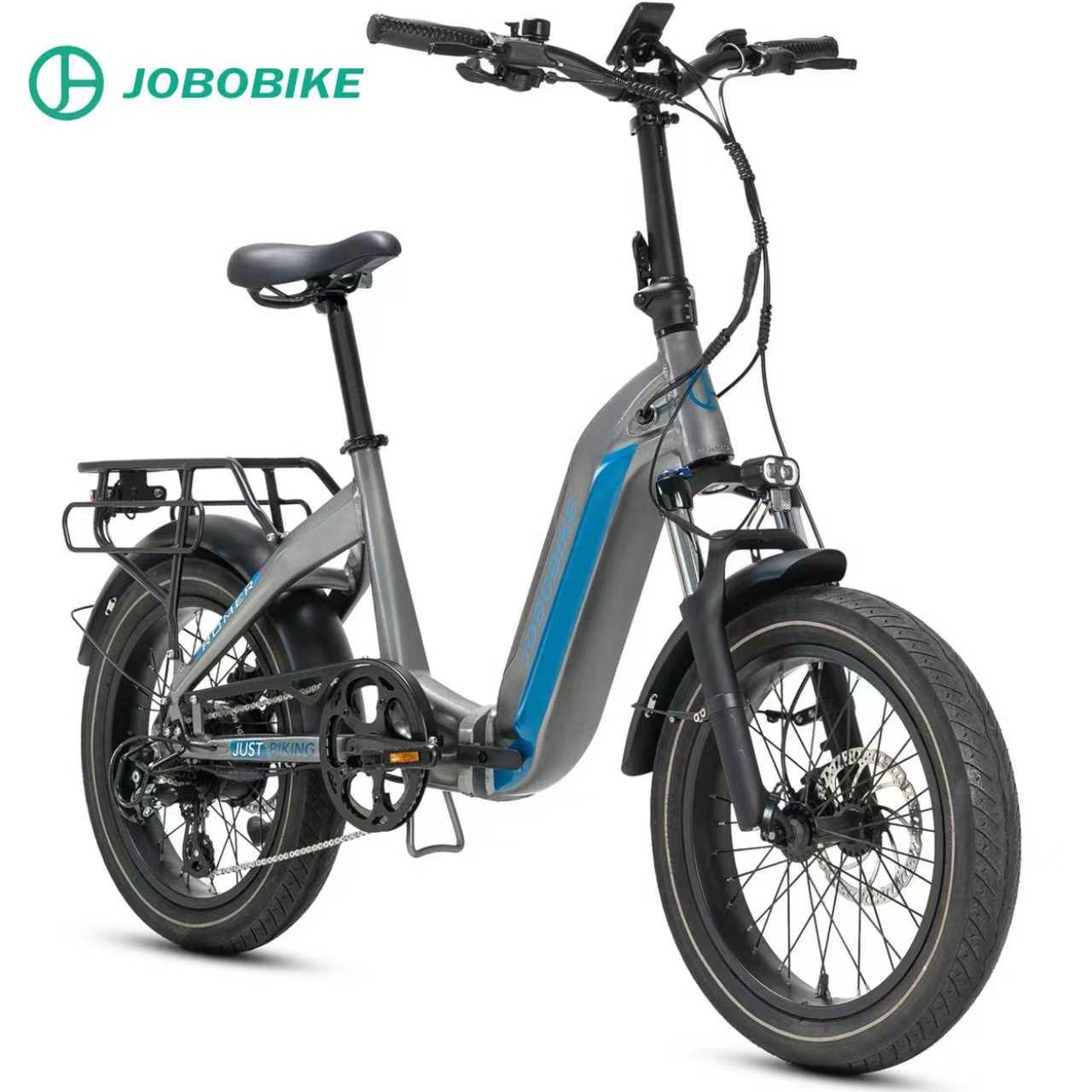 JOBOBIKE E-Bike Klapprad 20 x 3,0 Zoll, 80 Nm, Romer 60-150km, E-bike klappbar, E-Cityrad, 7 Gang Shimano, Heckmotor, 720 Wh, (LED-Display, Federgabel, bis zu 120kg, Faltrad), 5 Stufen, 3'' Breitreifen, Aluminiumrahmen, Tiefeinsteiger-Rahmen