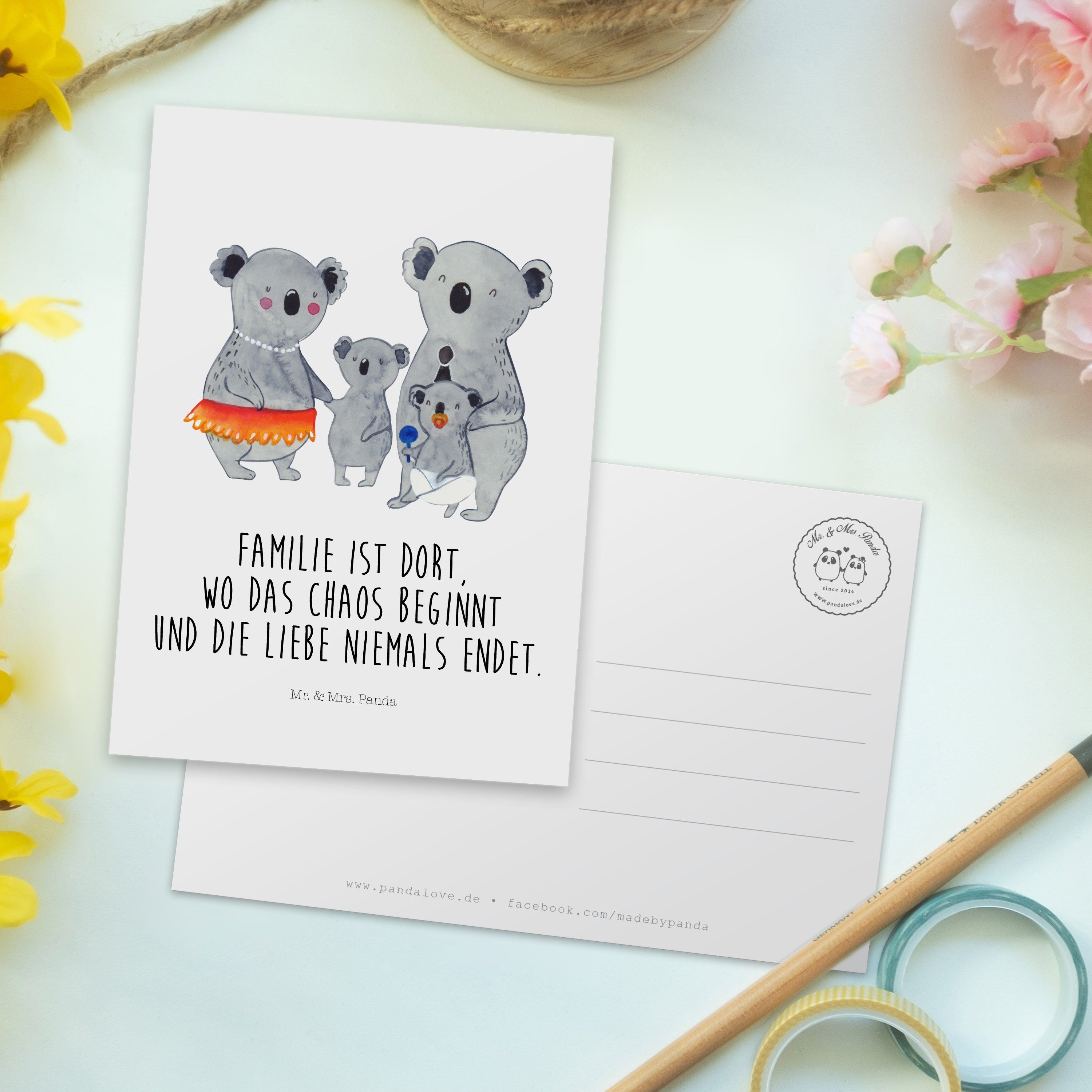 Koala Familie Panda & Koalas, - Mr. Weiß Geschenk, Mrs. Einladungskarte, Postkarte Geschenkkar -
