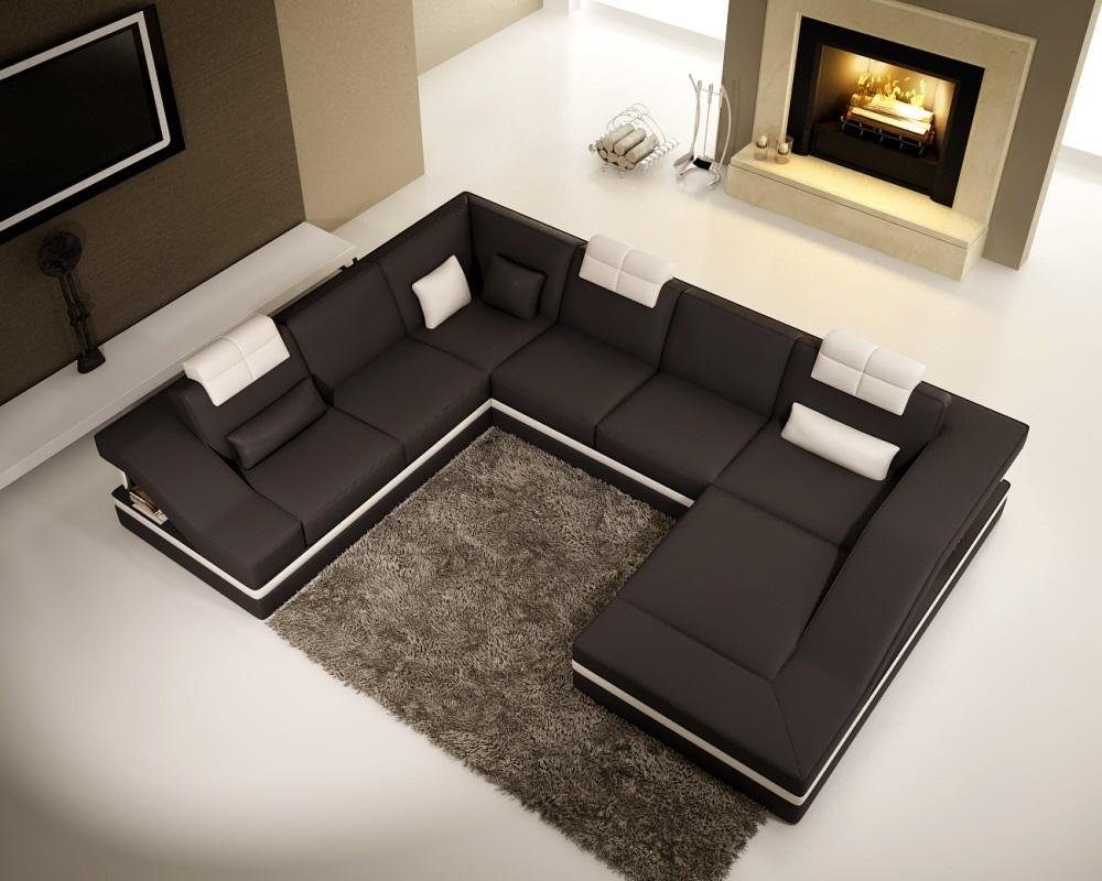 Sofa, JVmoebel Made Europe Ecksofa Wohnlandschaft Ledersofa Ecksofa in Polster Braun Couch