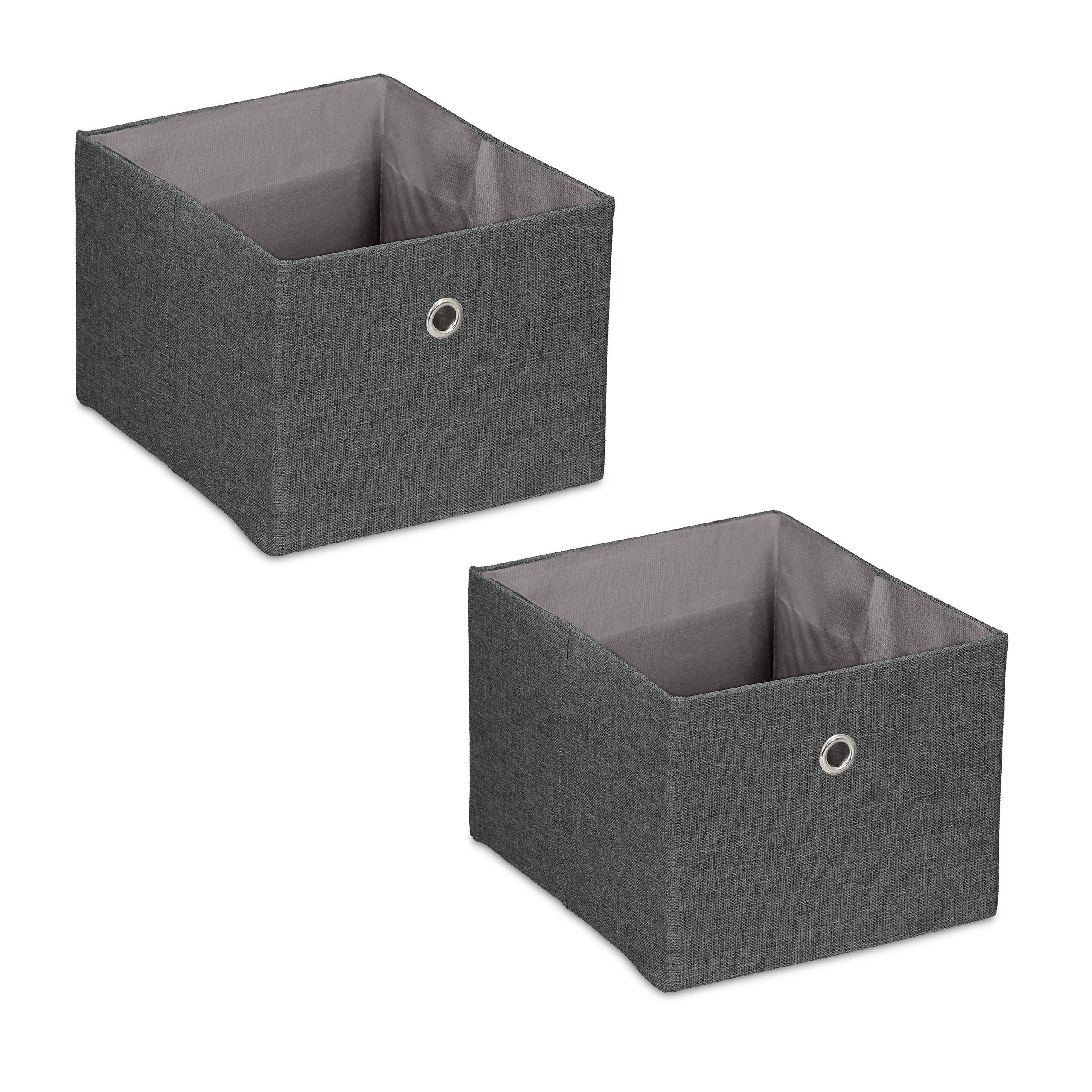 relaxdays Aufbewahrungsbox im 2er Set, Dunkelgrau günstig online kaufen