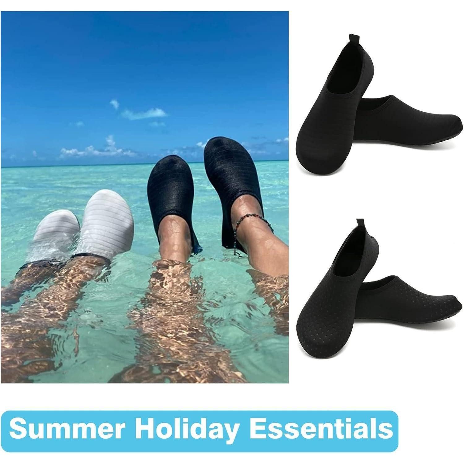 LuxusKollektion Badeschuhe Damen Herren Strandschuhe Aquaschuhe 40 41 EU Schwarz Wasserschuh