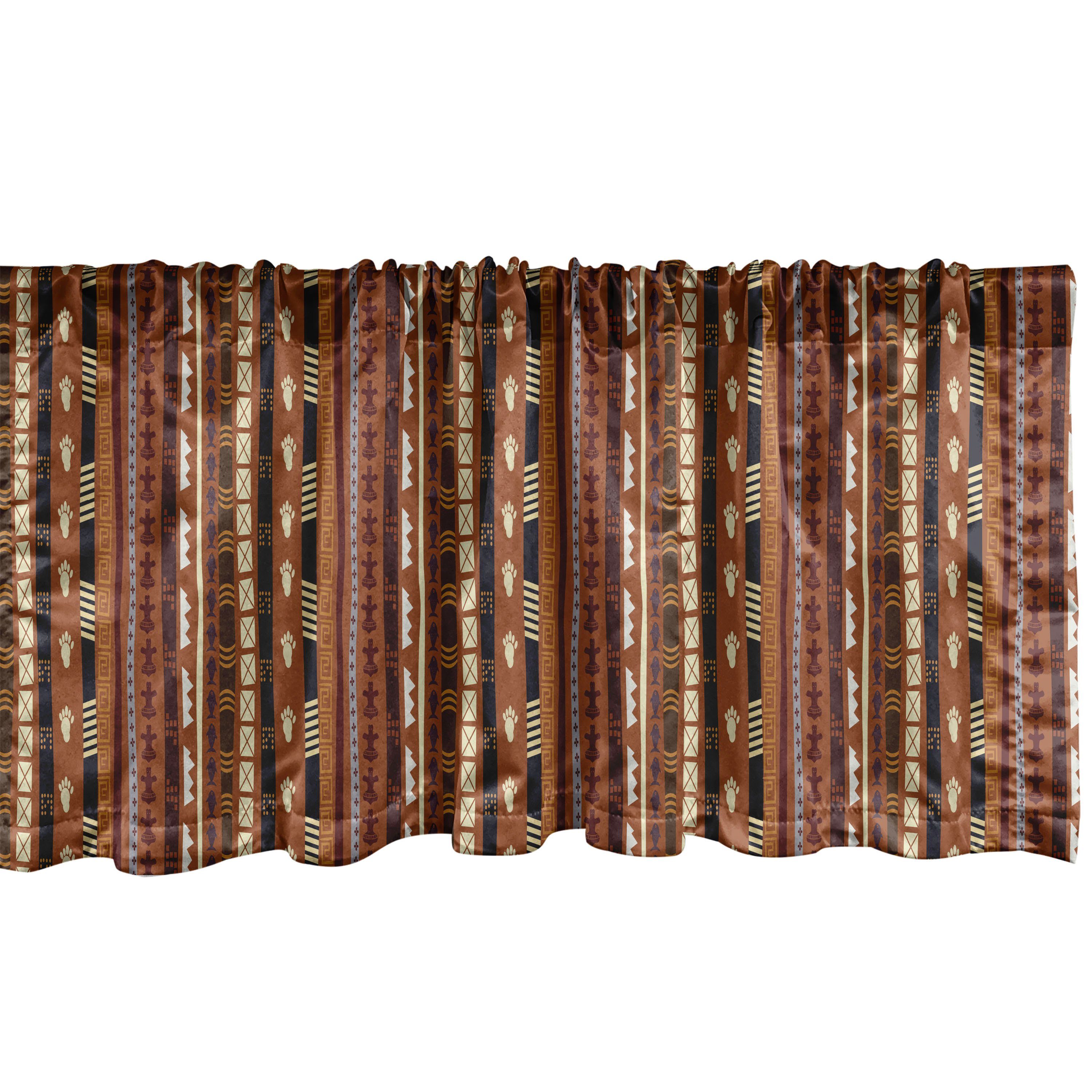 Scheibengardine Vorhang mit Volant Microfaser, Zusammenfassung Dekor Stangentasche, für Stammes Schlafzimmer Küche Detail-Streifen Abakuhaus