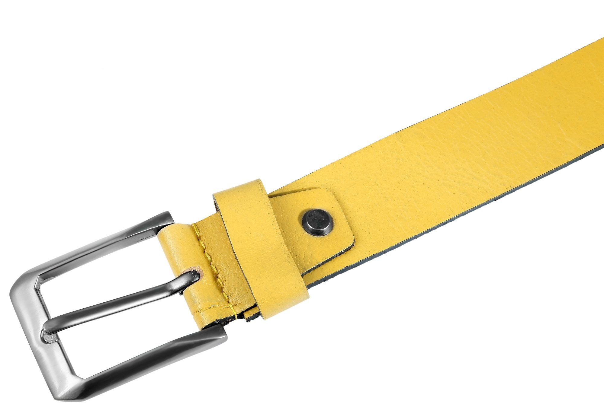 Leonardo Verrelli Ledergürtel hochwertiges Echt Leder, gelb, 85 cm - 125 cm (Bundweite)