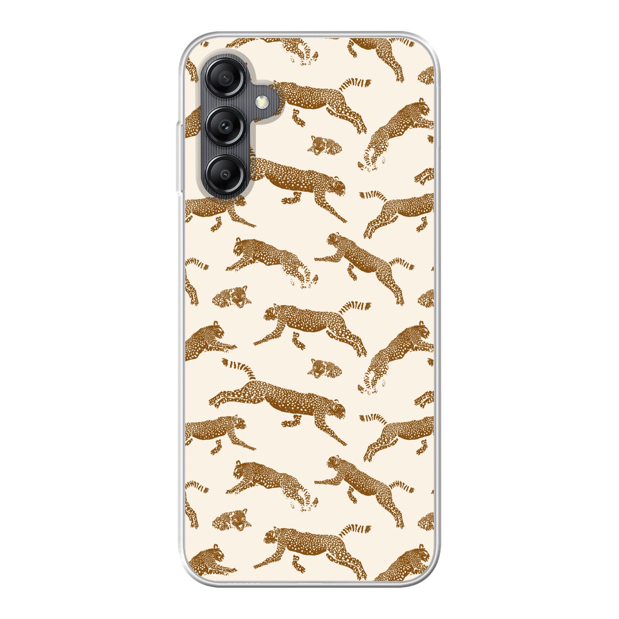 MuchoWow Handyhülle für Samsung Galaxy A14 5G Panther - Tiere - Beige - Braun - Muster, Smartphone-Bumper, Print, Handy Schutzhülle Dünn