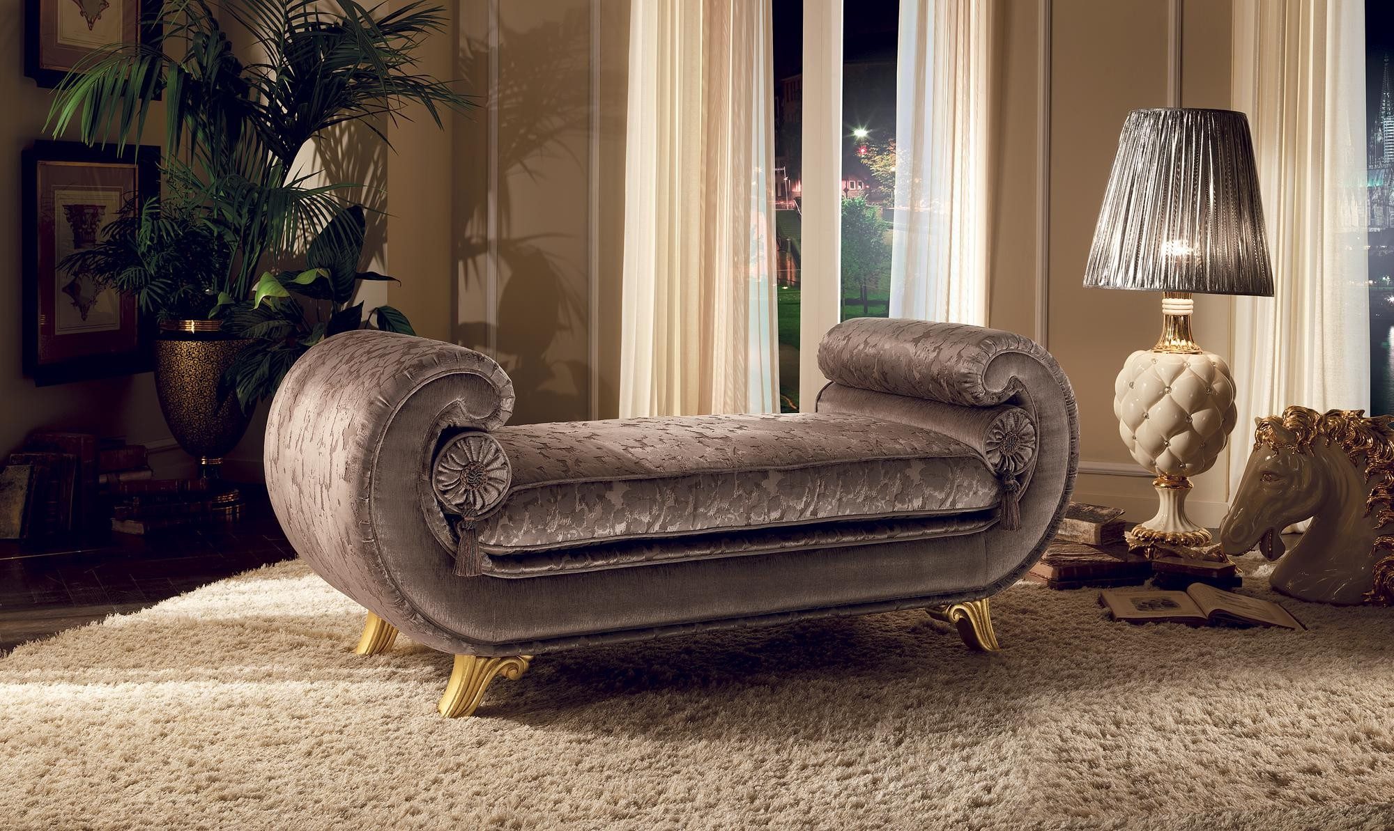 Xlmoebel Relaxliege Luxus Chaiselongue Sofa Sessel im klassischen Barockstil, Made in Europa