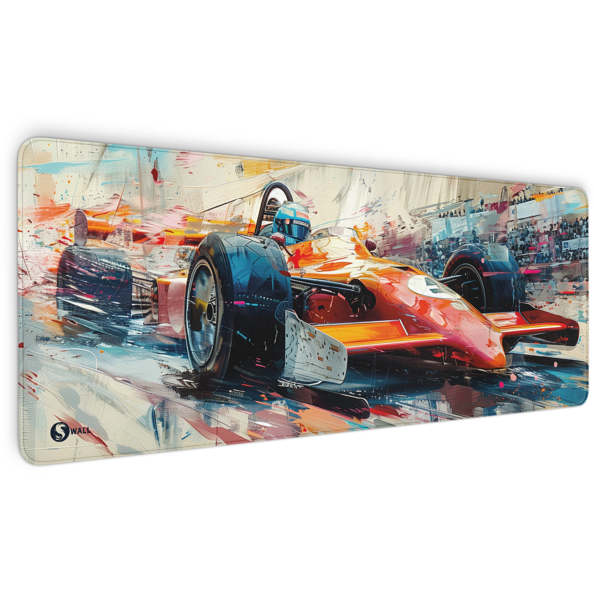 Sunnywall Gaming Mauspad Premium XXL - 4 mm Dicke inkl. Wallpaper (Mauspad: Rennwagen F1), Ultra-Glatte Oberfläche, vernähte Ränder, rutschfest, langlebig