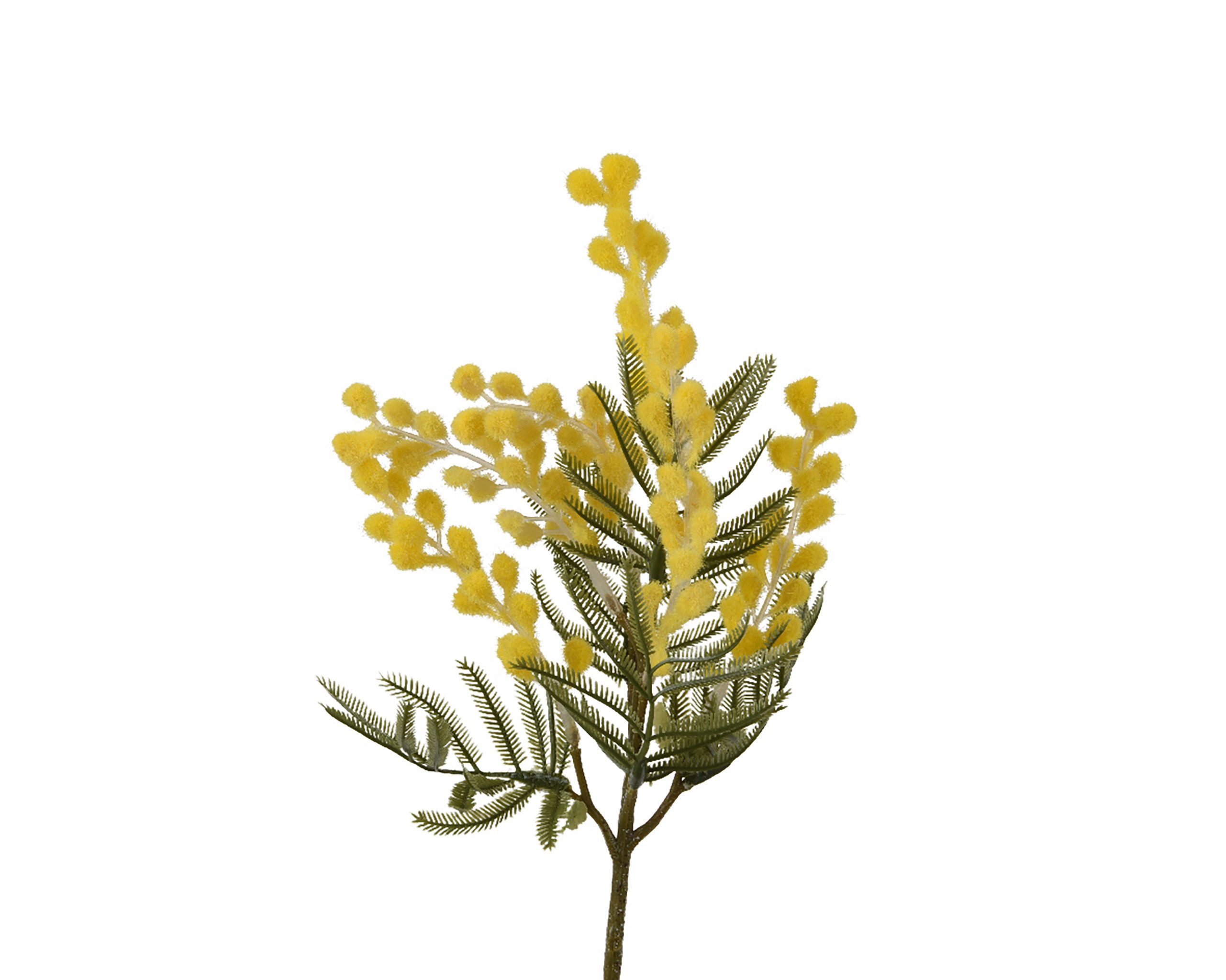 Kunstzweig, Decoris season decorations, Künstliche Mimose mit Stiel 21x38cm Gelb