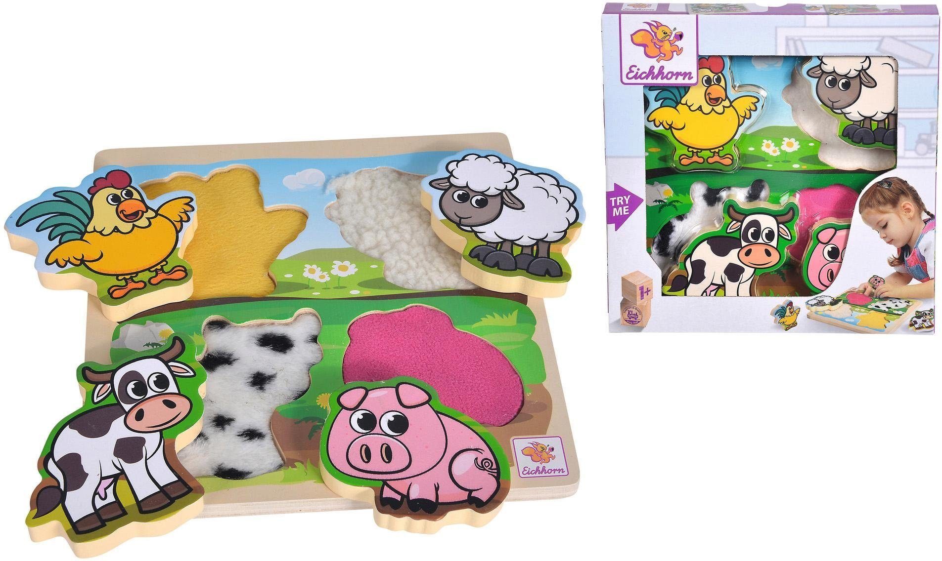 Eichhorn Steckpuzzle Fühl-Puzzle mit Stoff, 4 Puzzleteile günstig online kaufen