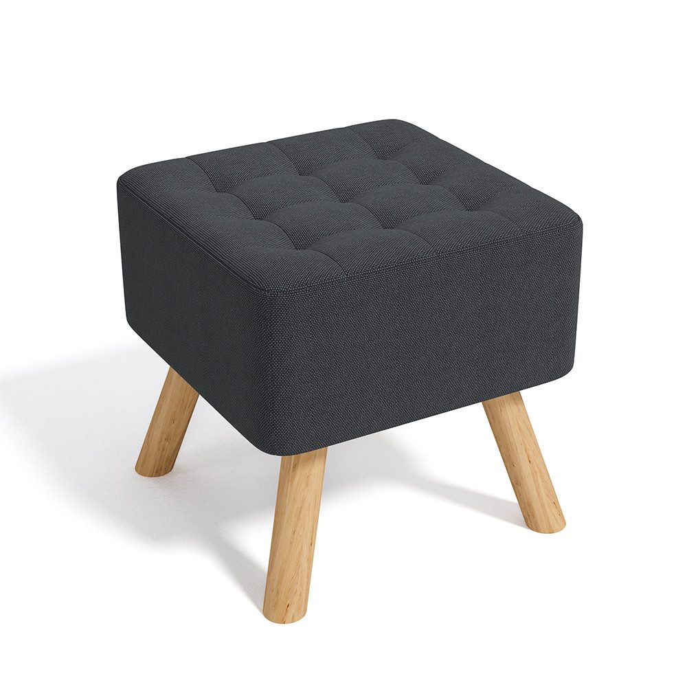 LIVINGANDHOME Sitzhocker Quadratischer Polsterhocker mit Eichenholzbeine, günstig online kaufen