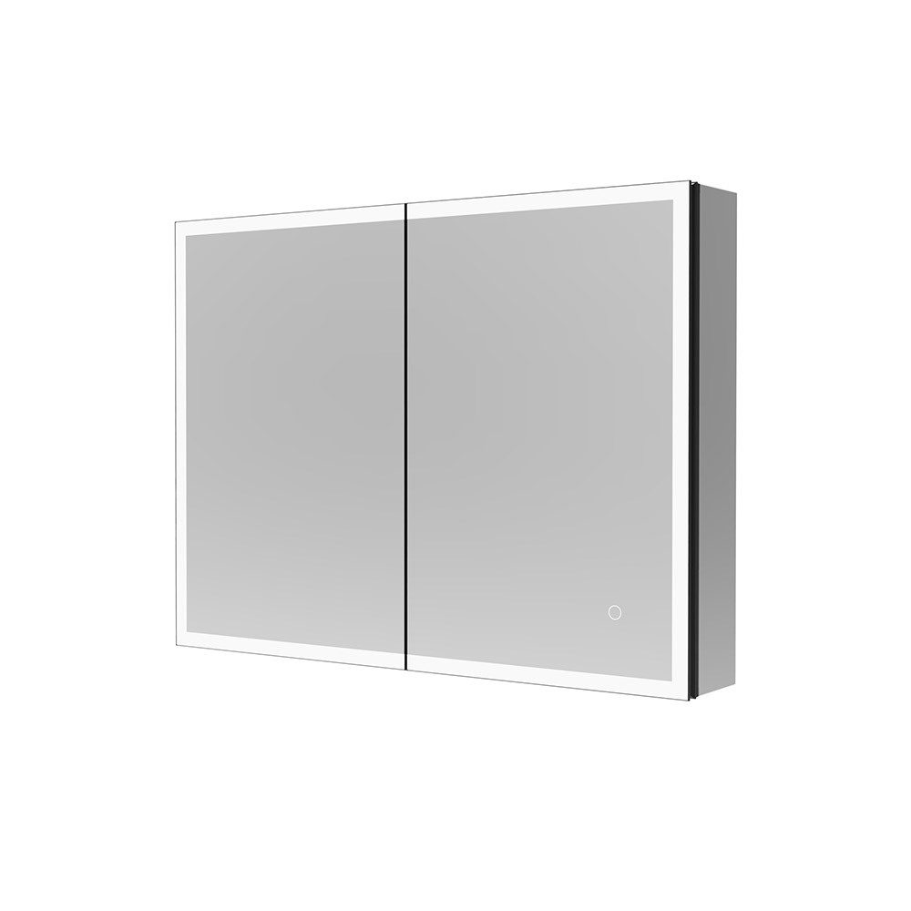 HOME DELUXE Badezimmerspiegelschrank LED-Spiegelschrank Schwarz günstig online kaufen