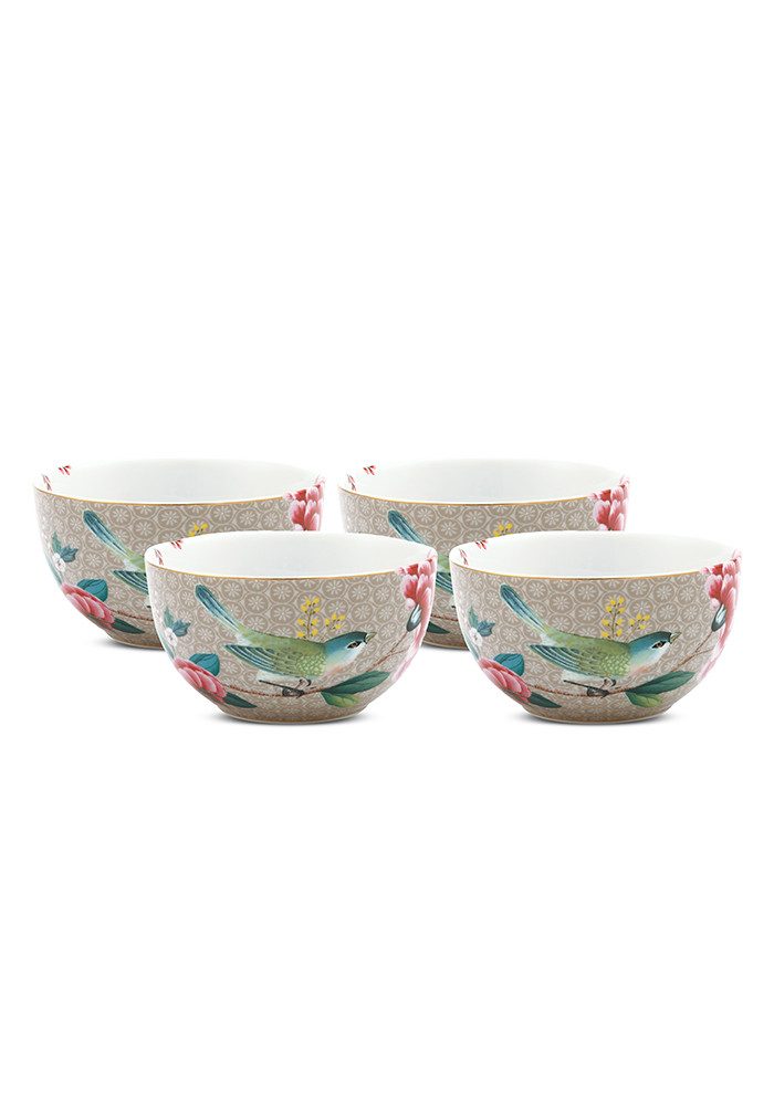 PiP Studio Tapas-Schale Blushing Birds, Schale im 4er Set, Porzellan, (Set, 4-tlg), Snackschale, Dipschale, Servierschale, Ø 12 cm