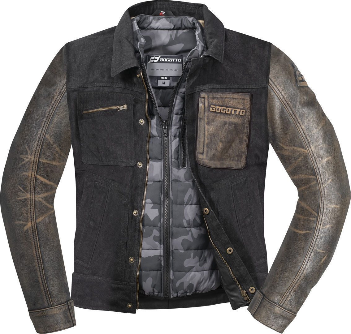 Bogotto Motorradjacke Bullfinch Motorrad Leder-/Textiljacke herausnehmbares Innenfutter