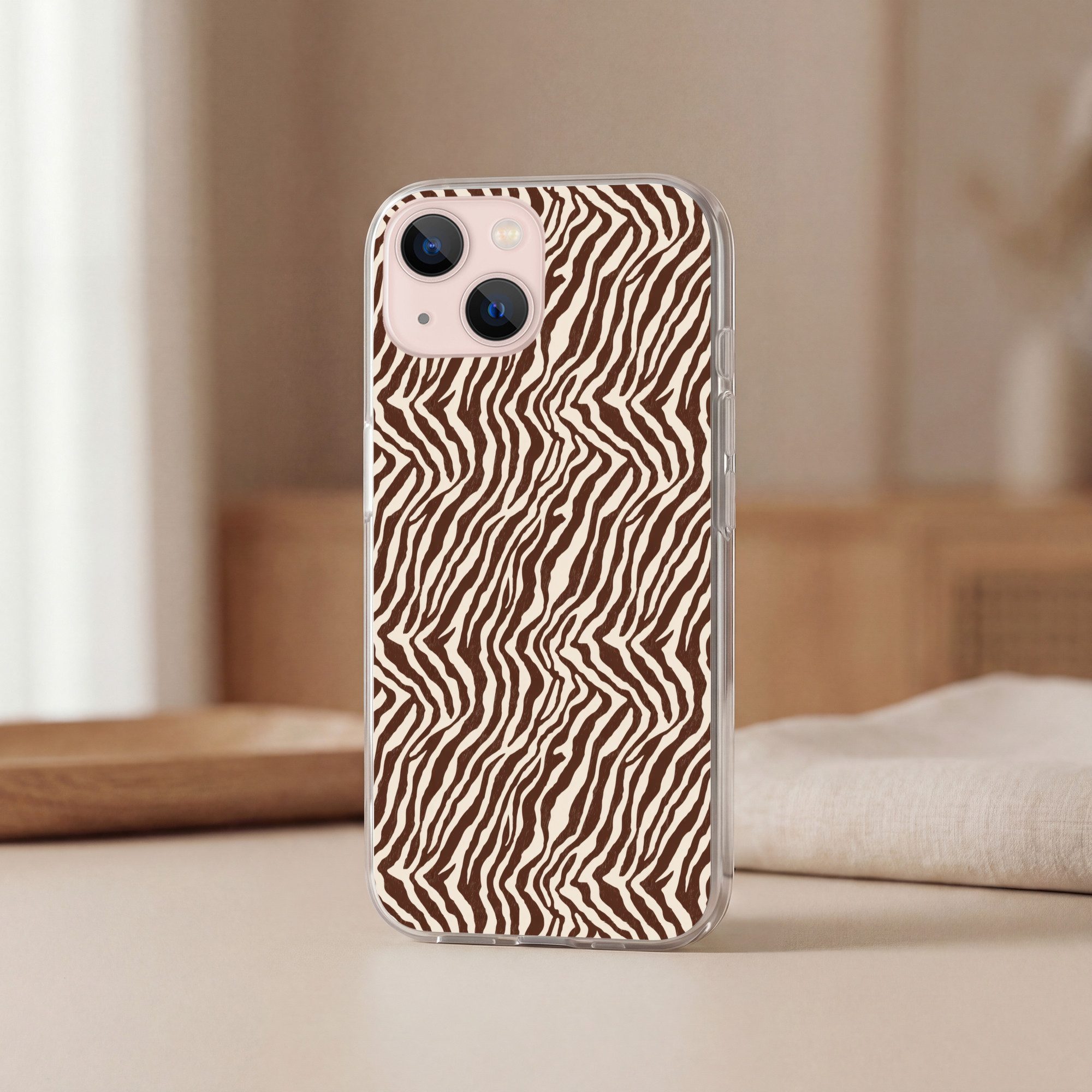 MuchoWow Handyhülle für Apple iPhone 13 mini Zebra - Muster - Schwarz - Weiß, Smartphone-Bumper, Print, Handy Schutzhülle Dünn