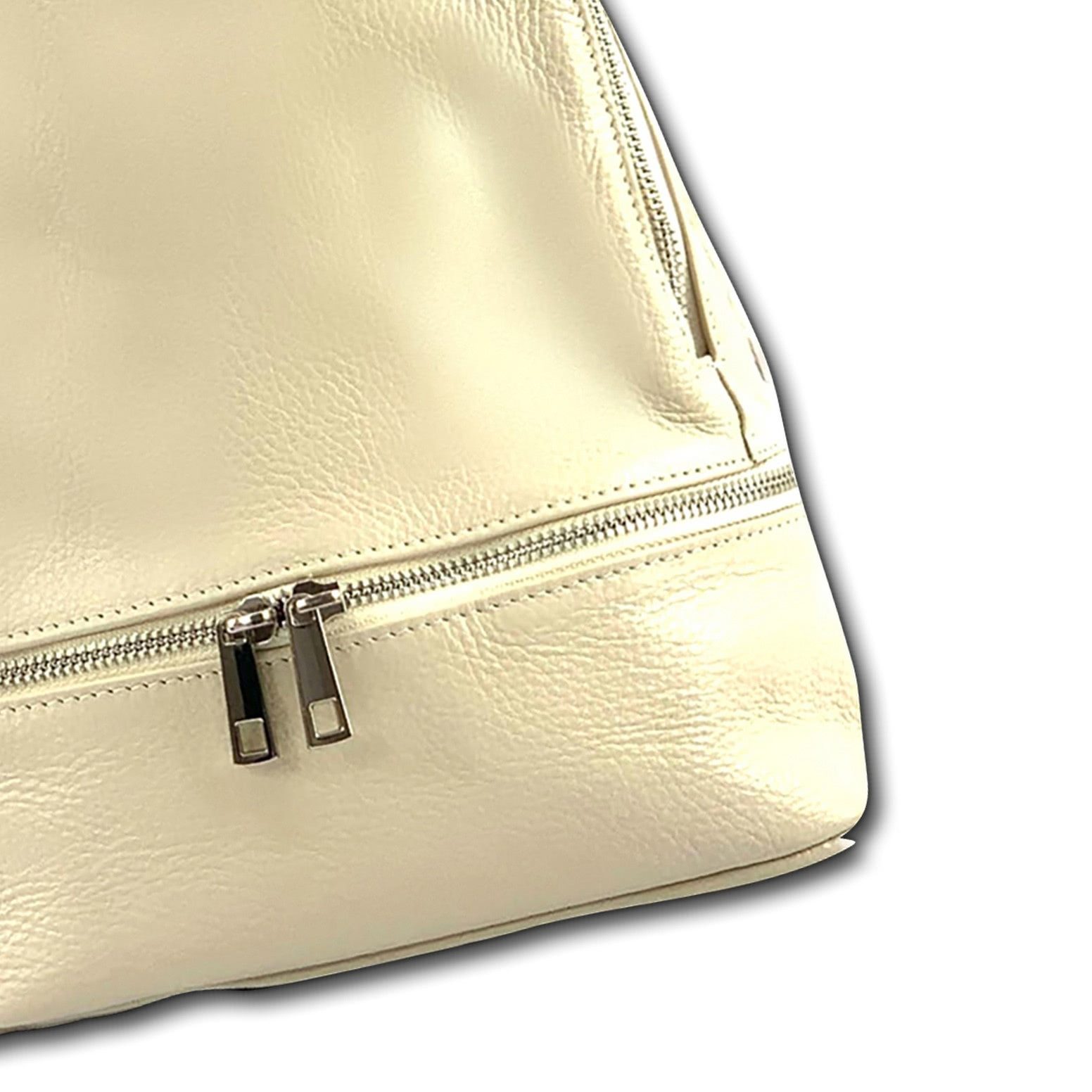 FLORENCE Cityrucksack Florence Rucksack Damen Echtleder, Damen Leder Cityrucksack, beige ca. 32cm