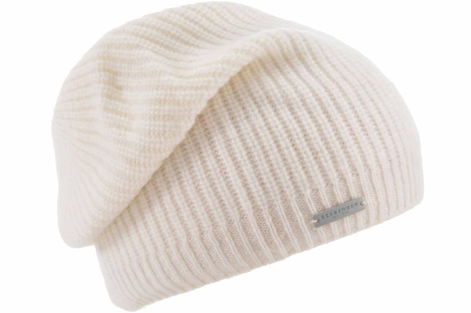 Seeberger Strickmütze Beanie aus 100% Kaschmir im Rippmuster günstig online kaufen