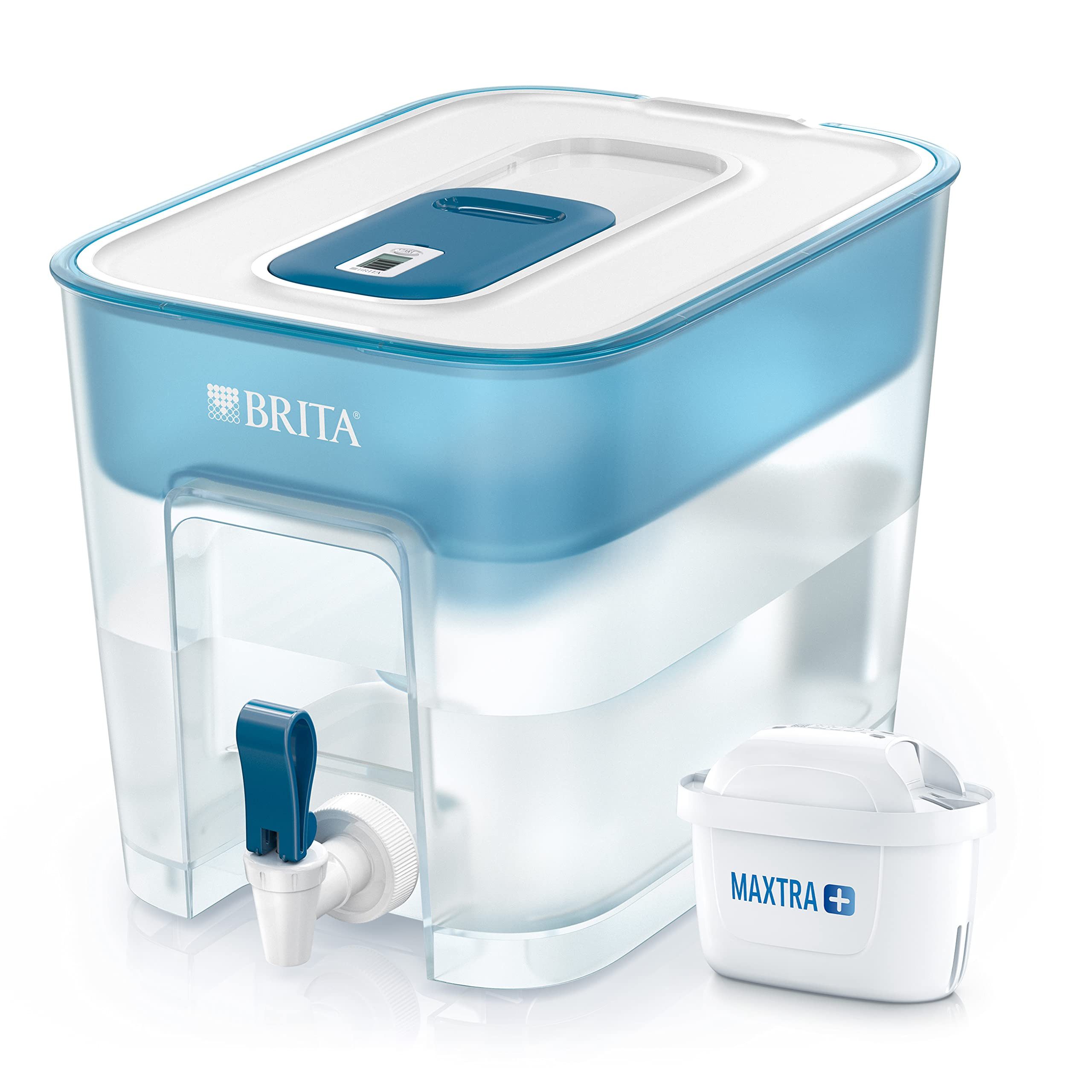 Flow Wasserfilter Flow Cool mit Kartusche zur Kalkfilterung, Zubehör für BRITA Flow Wasserfilterkanne, Kartusche filtert Kalk, BPA-frei, Filterwechselanzeige, 8,2 l Volumen